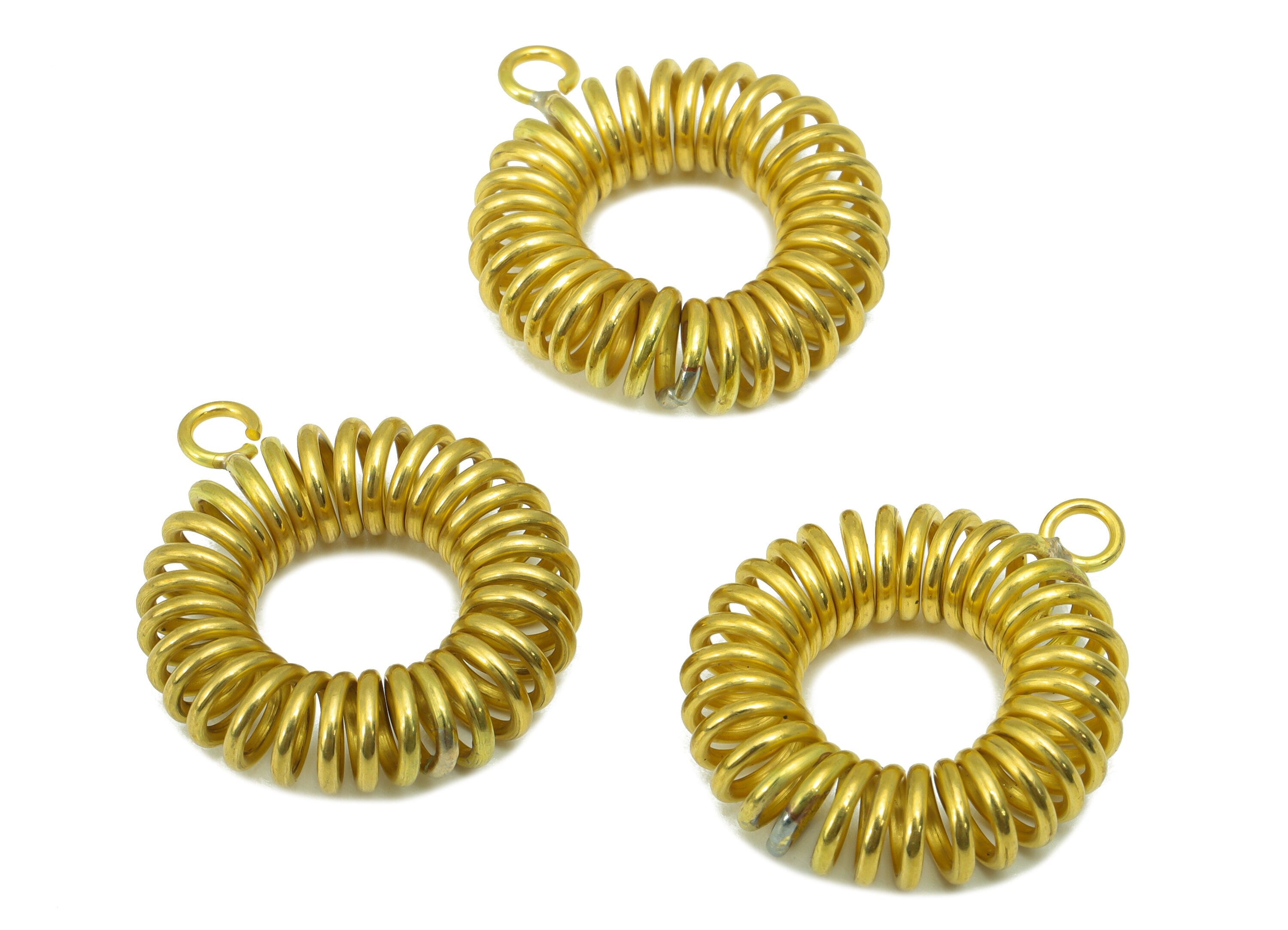 Brass Round Spring Charms - Raw Brass - -Earring Pendant- For Necklace-Jewelry Supplies - 25 x 20 x 5.79mm -PP-8481 - DOMEDBAZAAR