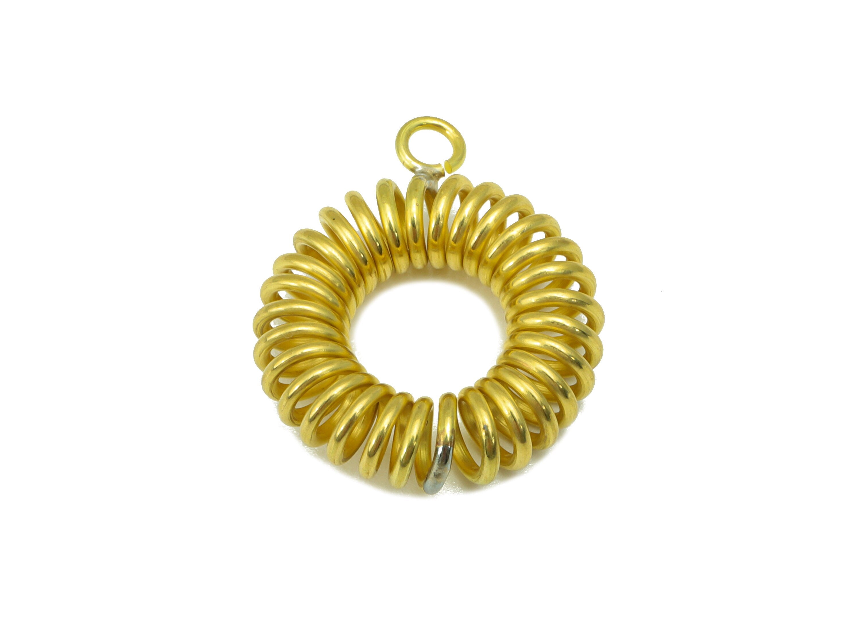 Brass Round Spring Charms - Raw Brass - -Earring Pendant- For Necklace-Jewelry Supplies - 25 x 20 x 5.79mm -PP-8481 - DOMEDBAZAAR