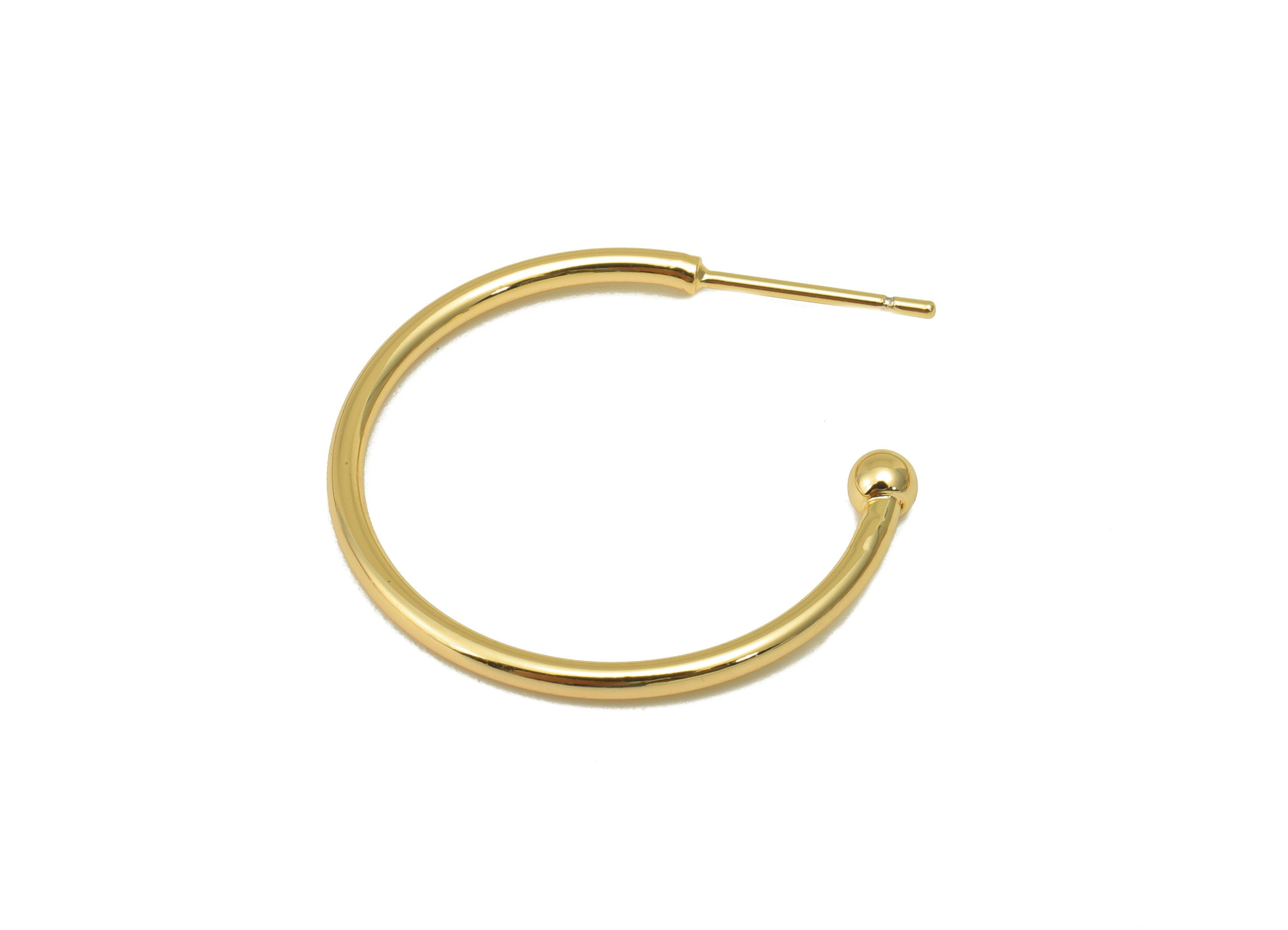 Brass Open Circle Earrings Studs - Brass Ring Earring Post - Open Hoop Earring Wire - 18K Real Gold Plated -28.9x25.03x 1.56mm- RGP6341 - DOMEDBAZAAR