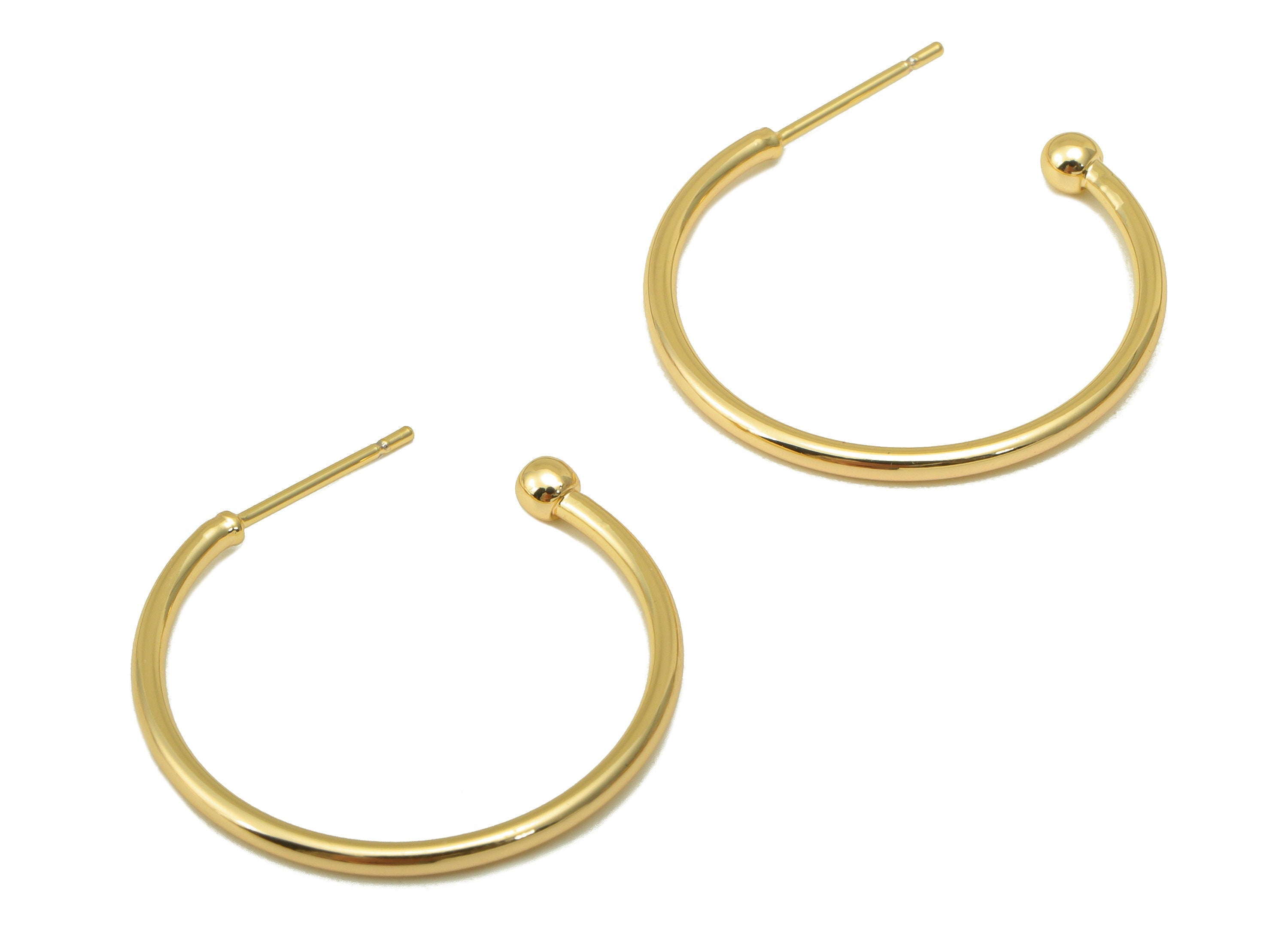 Brass Open Circle Earrings Studs - Brass Ring Earring Post - Open Hoop Earring Wire - 18K Real Gold Plated -28.9x25.03x 1.56mm- RGP6341 - DOMEDBAZAAR