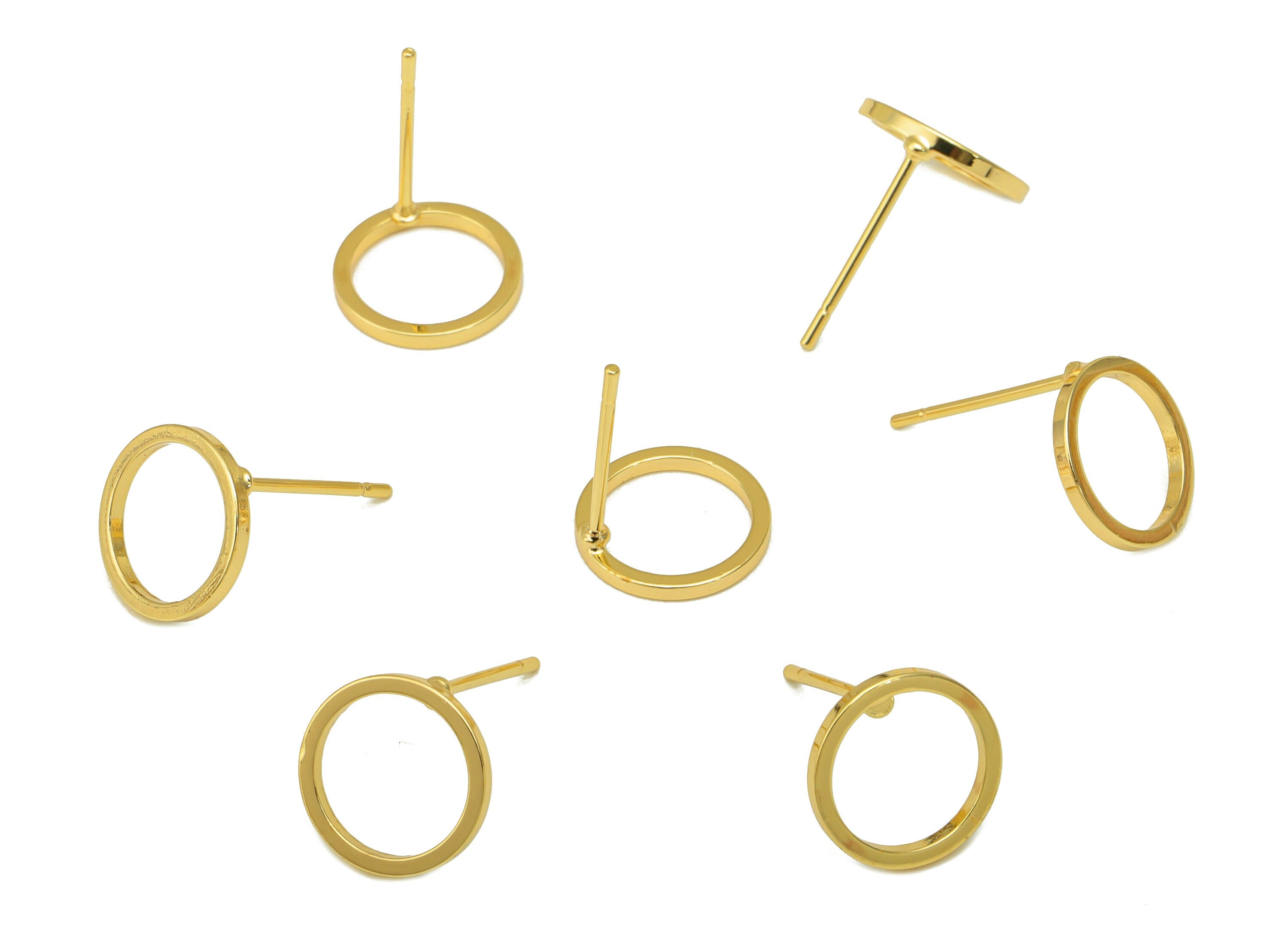 Brass Round Earring Stud - Brass Circle Earring Post - Mini Round Clasp - 18K Real Gold Plated - 10.06x 10.06 x 1.03mm- RGP6328 - DOMEDBAZAAR