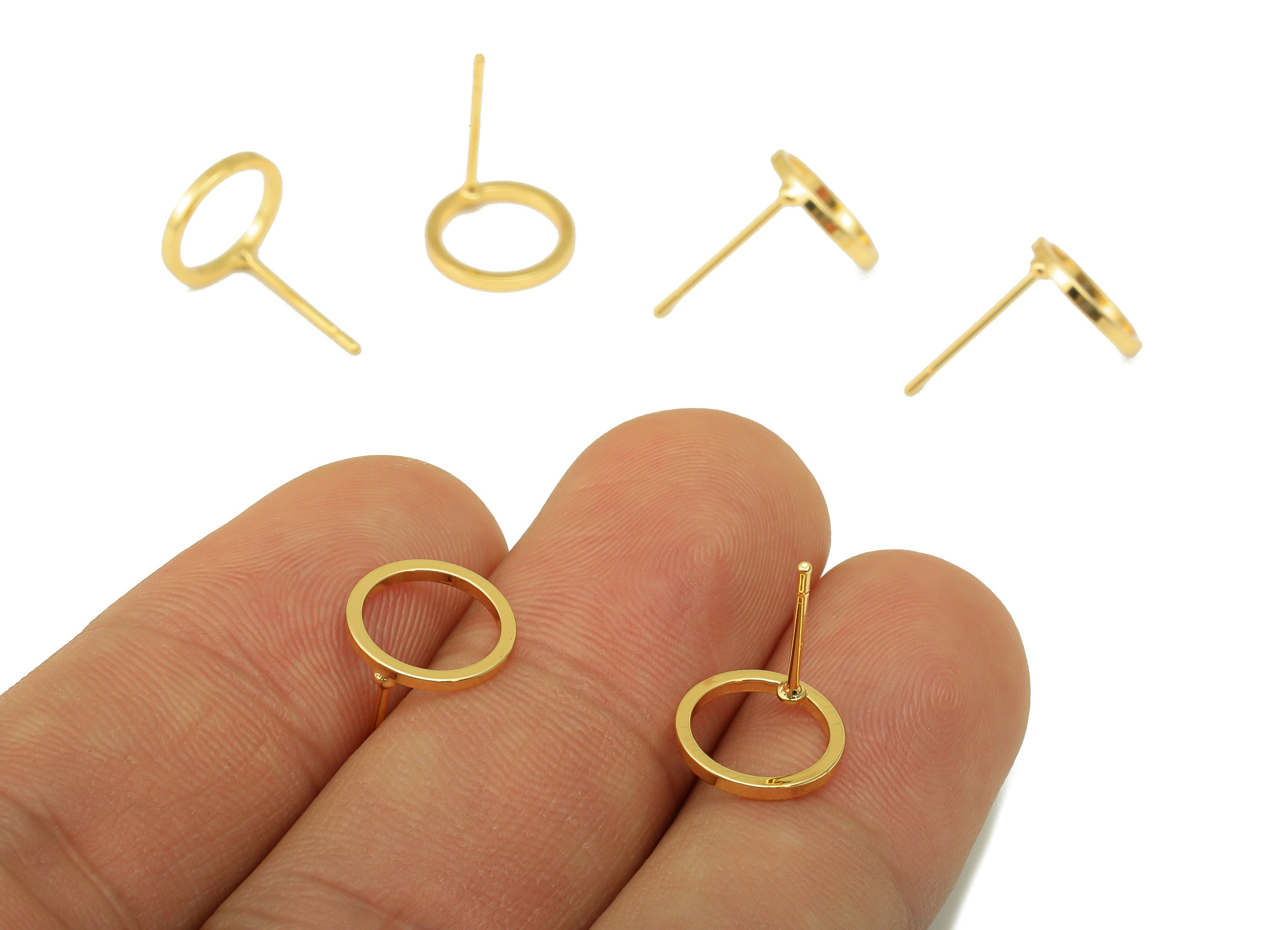 Brass Round Earring Stud - Brass Circle Earring Post - Mini Round Clasp - 18K Real Gold Plated - 10.06x 10.06 x 1.03mm- RGP6328 - DOMEDBAZAAR