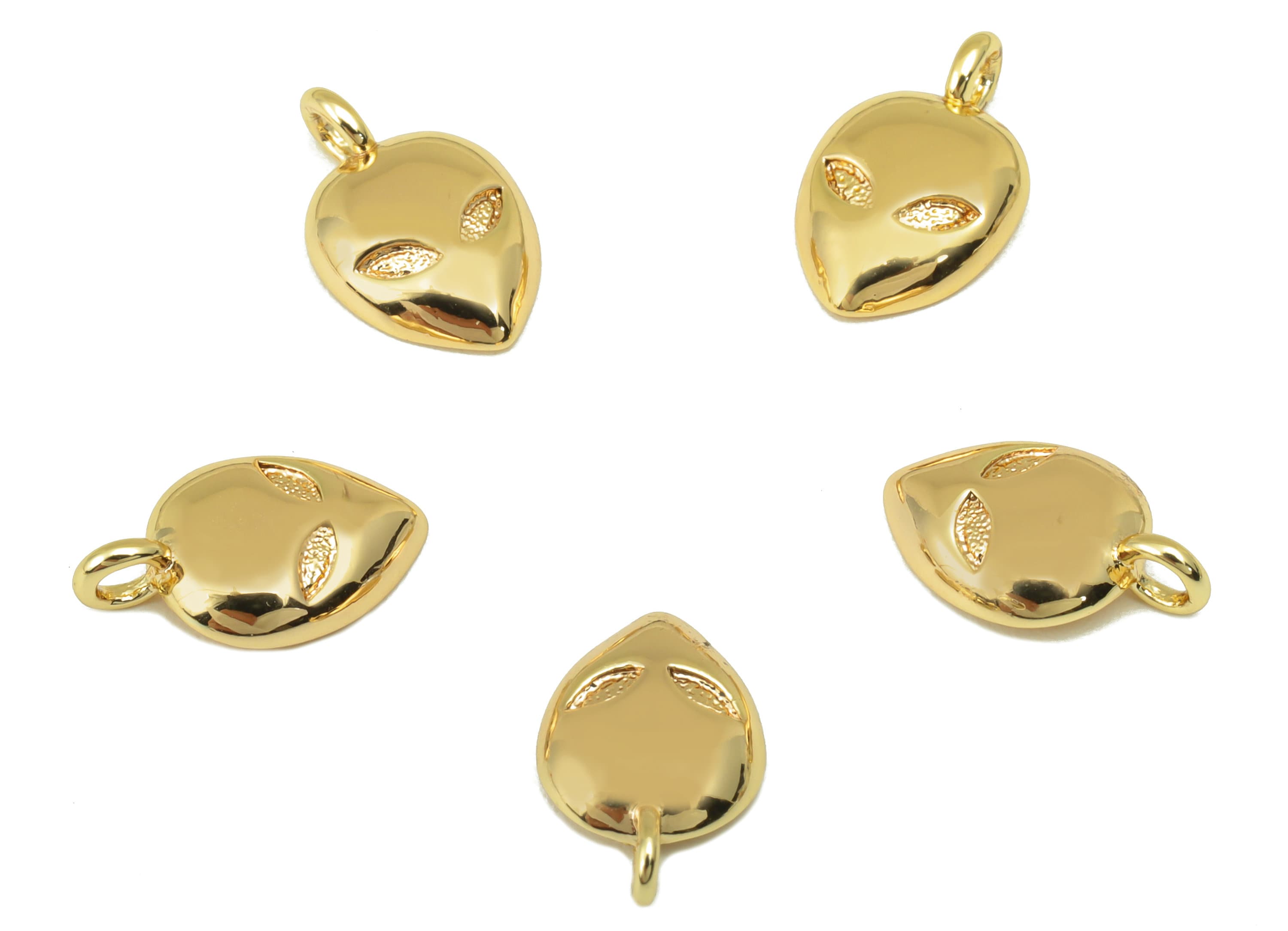 Brass Grimace Charm - Brass Mini Alien Earring Charm - Alien Earring Charm - For Necklace - 18K Real Gold Plated - 12.13x7.6x2.36mm-RGP6313 - DOMEDBAZAAR