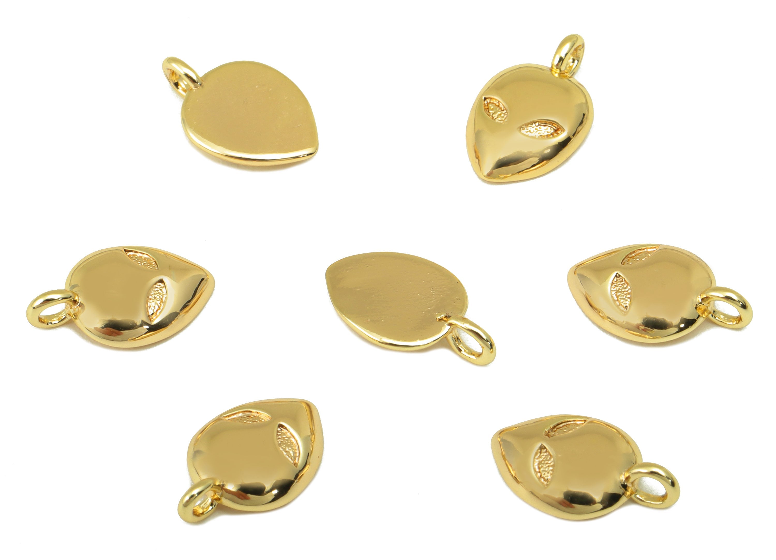 Brass Grimace Charm - Brass Mini Alien Earring Charm - Alien Earring Charm - For Necklace - 18K Real Gold Plated - 12.13x7.6x2.36mm-RGP6313 - DOMEDBAZAAR