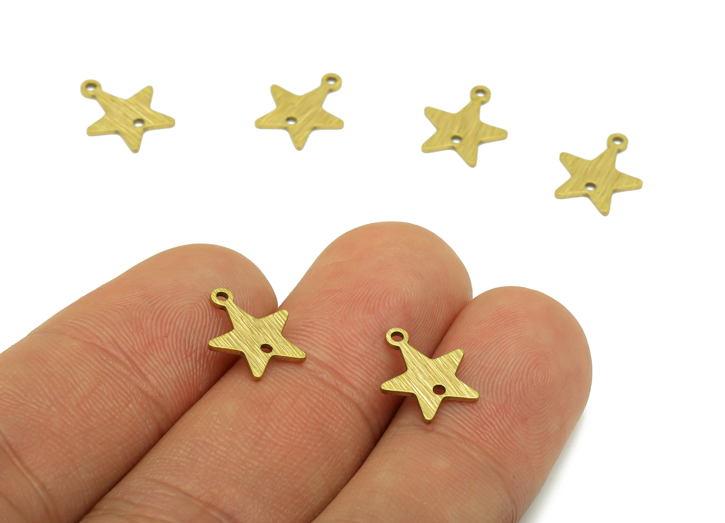 Brass Star Connector - Raw Brass Textured Charm - Earring Connector - Earring Charm - Jewellery Supplies - 11 x 9x0.77mm - PP8396 - DOMEDBAZAAR