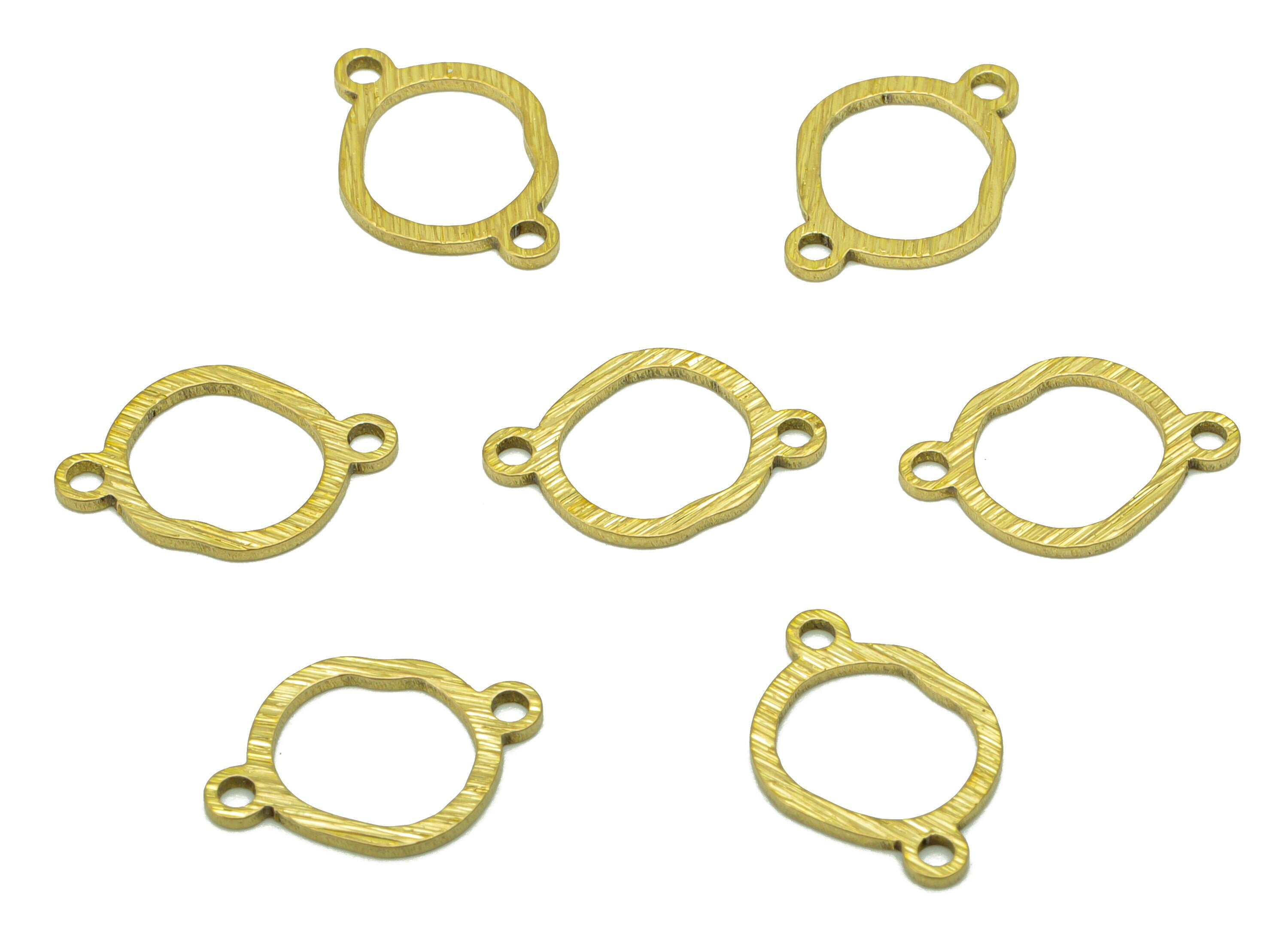 Brass Round  Earring Connector - Raw Brass Textured  Charm -Bent Round Bracelet Connector - Jewellery Supplies -13 x10x0.75mm- PP8398 - DOMEDBAZAAR