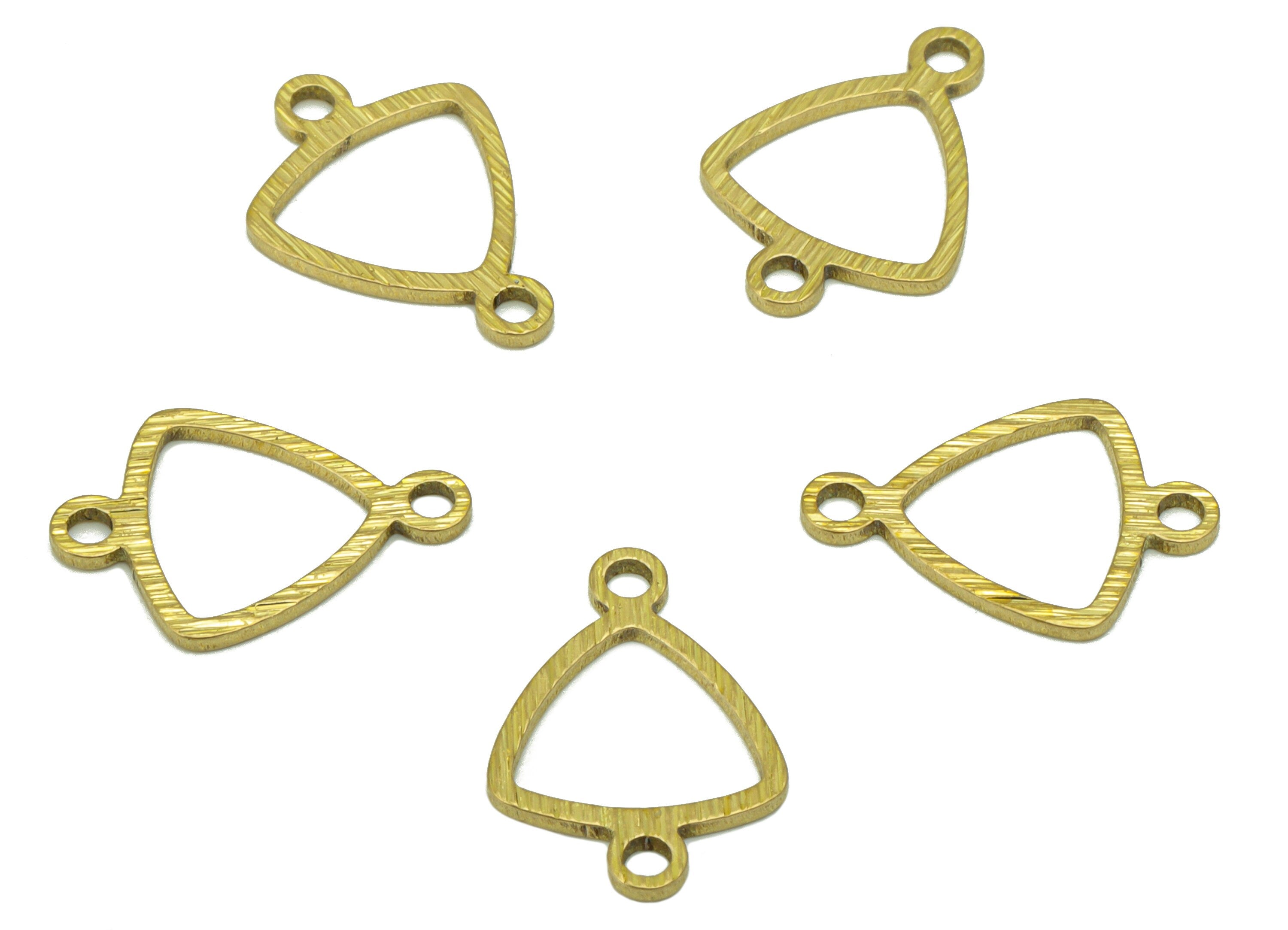 Brass Triangle  Earring Connector - Raw Brass Textured  Charm - Bracelet  Connector - Jewellery Supplies - 14 x 9x0.81mm - PP8397 - DOMEDBAZAAR