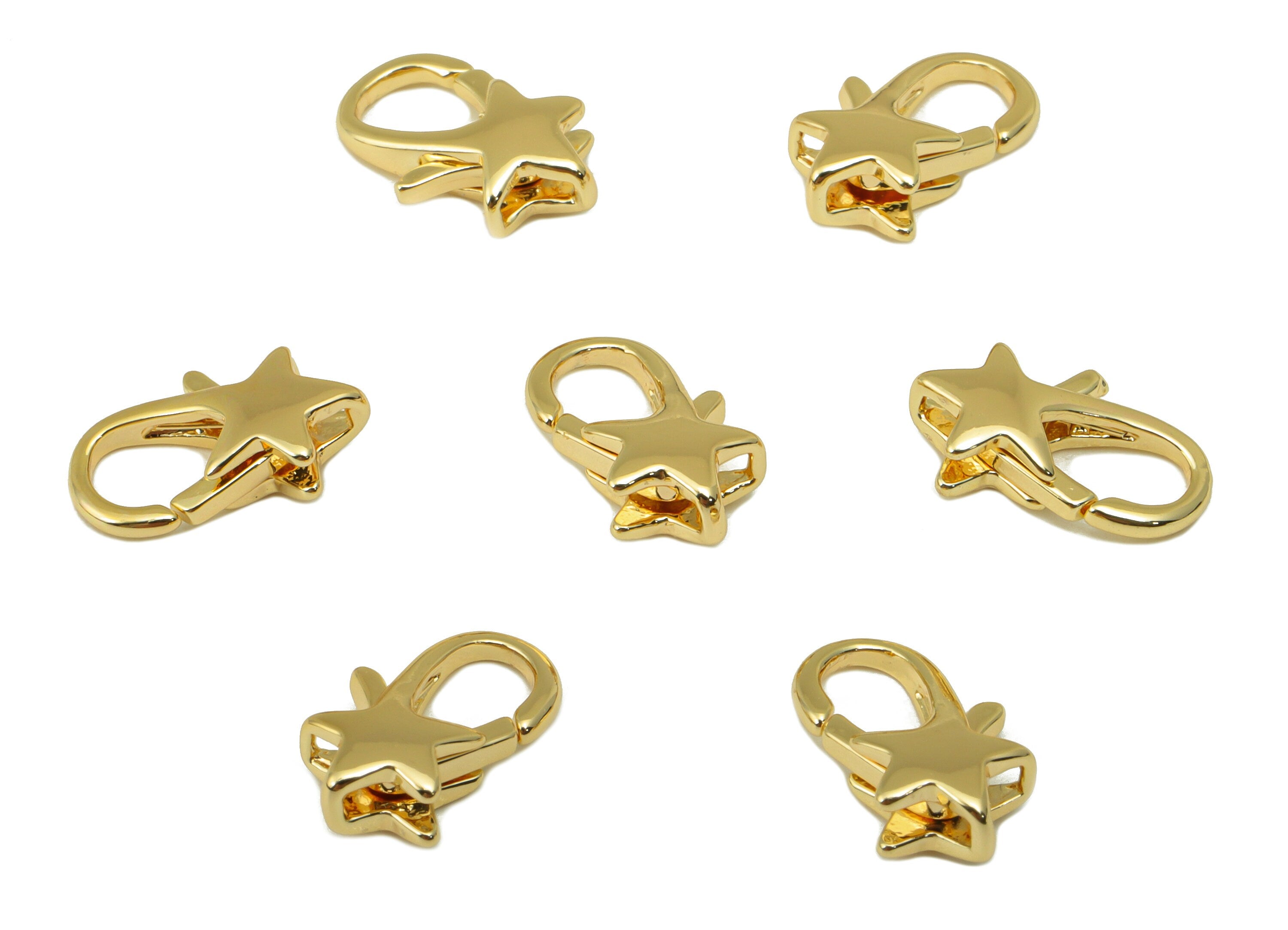 Brass Lobster Clasp - Brass Star Clasp -Gold Mini Star Clasp - For Necklace - For Bracelet- 18K Real Gold Plated - 12x 7.59x 3.59mm- RGP6355 - DOMEDBAZAAR