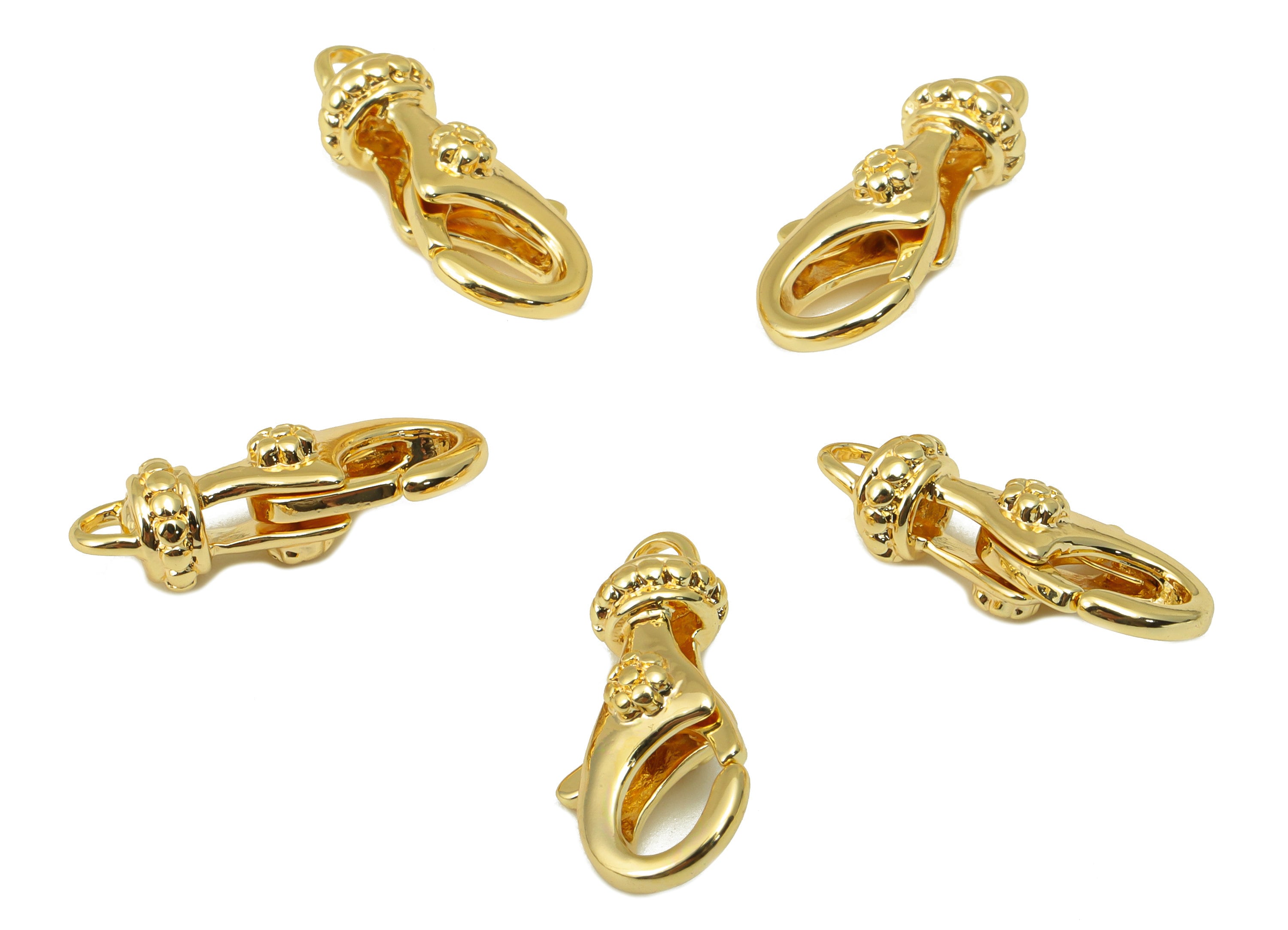 Brass Lobster Clasp - Brass Rose Dot Clasp -Gold Flower Clasp - For Necklace - For Bracelet- 18K Real Gold Plated - 19.87x9x6.45mm - RGP6359 - DOMEDBAZAAR