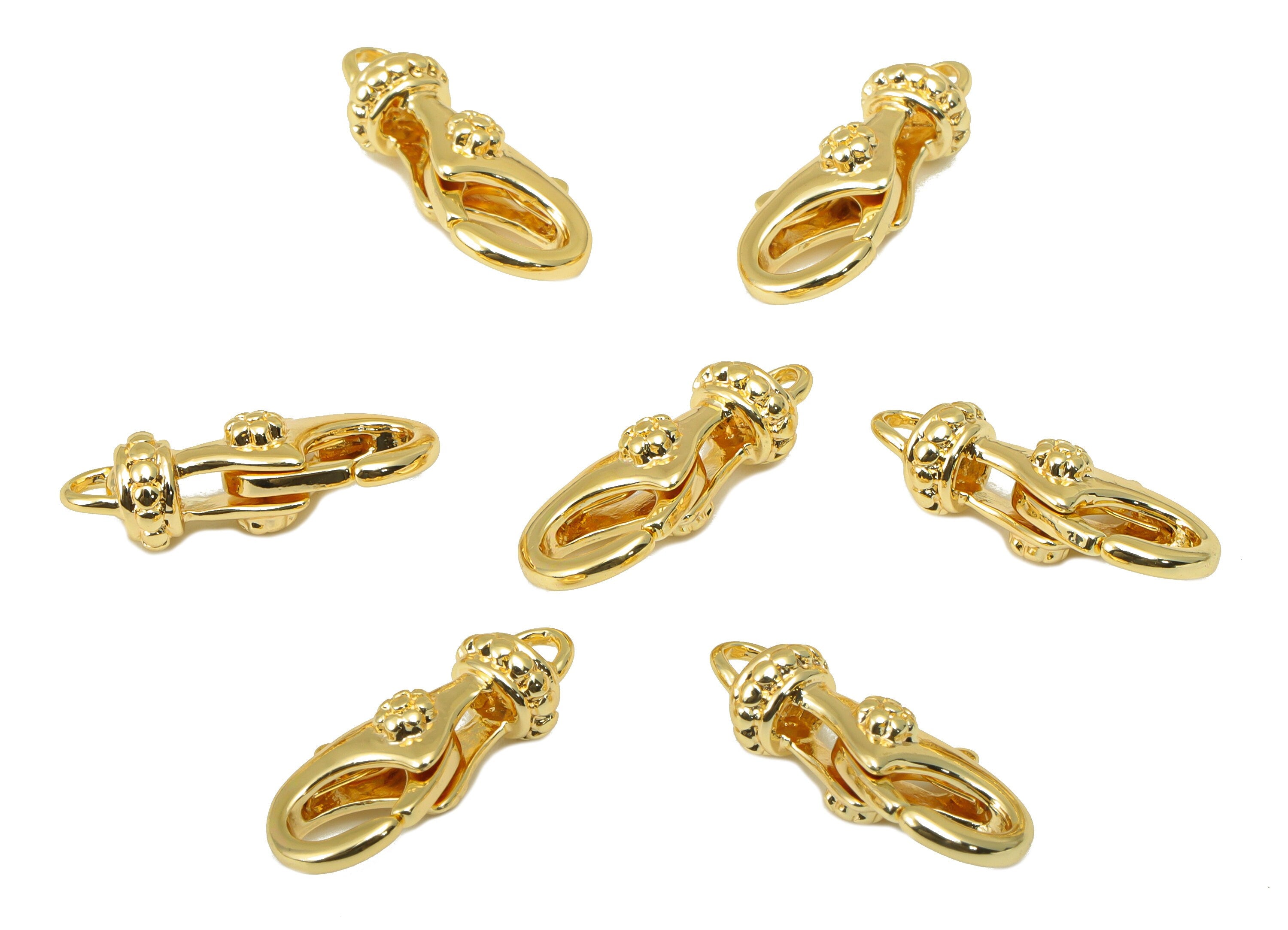 Brass Lobster Clasp - Brass Rose Dot Clasp -Gold Flower Clasp - For Necklace - For Bracelet- 18K Real Gold Plated - 19.87x9x6.45mm - RGP6359 - DOMEDBAZAAR