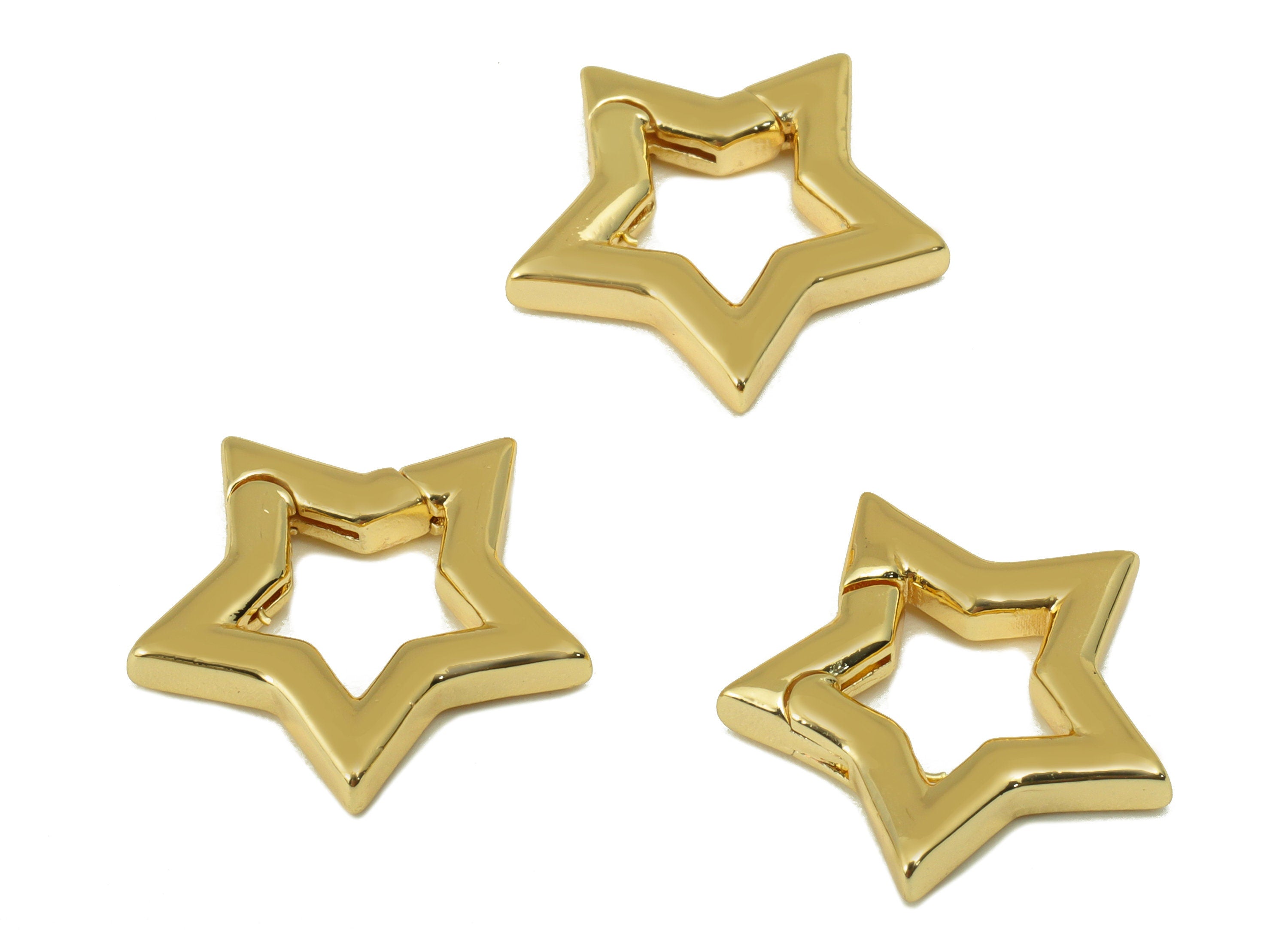 Brass Star Lobster Claw - Brass Non Trigger Clasps - Brass Star Clasp - For Necklace - 18K Real Gold Plated - 16.04x 16.36x 2.58mm - RGP6358 - DOMEDBAZAAR