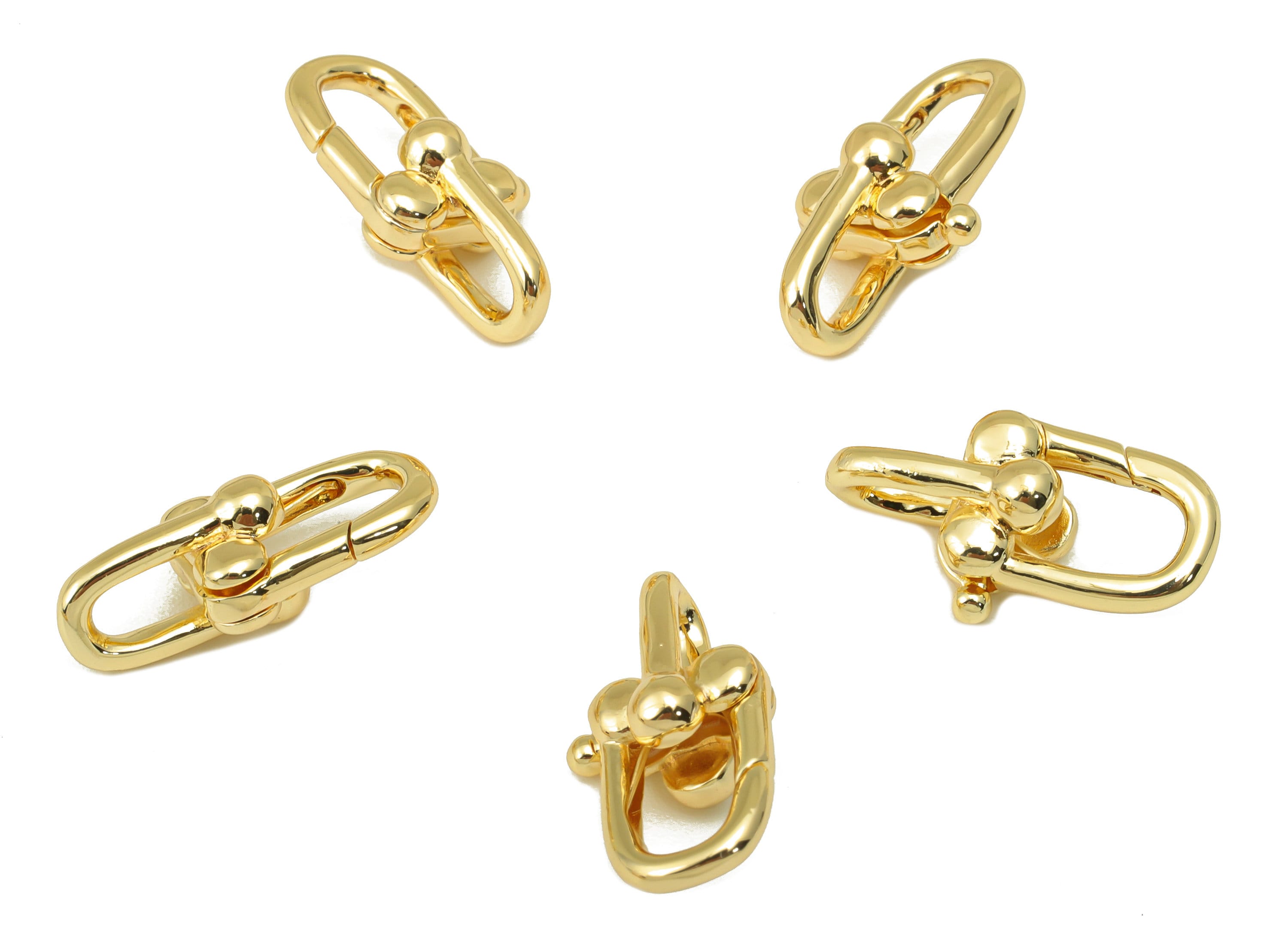 Brass Hoop Clasp - Brass Double Hoop Clasp Charm - Gold Hoop Clasp - Lobster Clasp - 18K Real Gold Plated - 19.8x 10.8x 2.18mm- RGP6379 - DOMEDBAZAAR