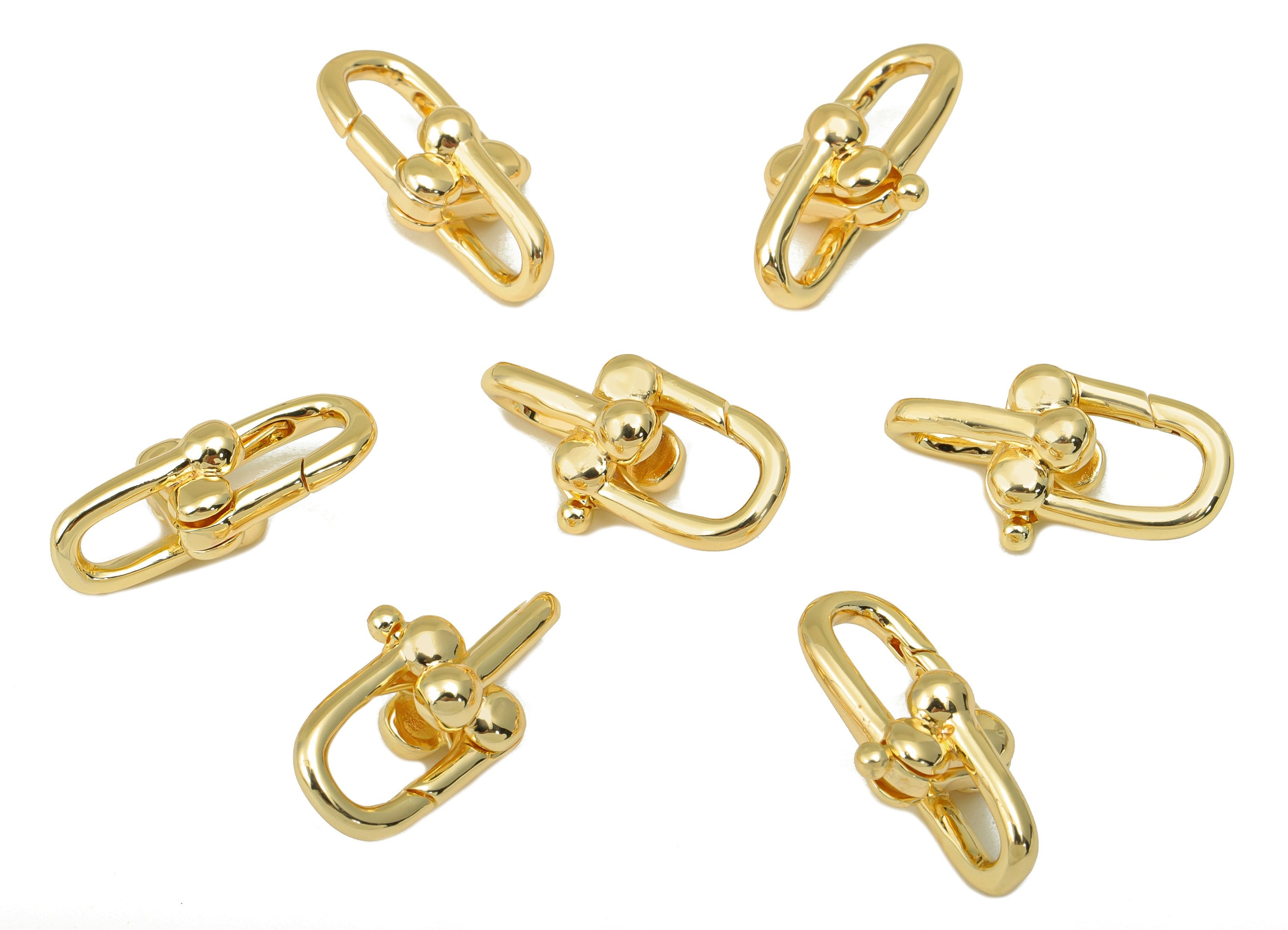 Brass Hoop Clasp - Brass Double Hoop Clasp Charm - Gold Hoop Clasp - Lobster Clasp - 18K Real Gold Plated - 19.8x 10.8x 2.18mm- RGP6379 - DOMEDBAZAAR