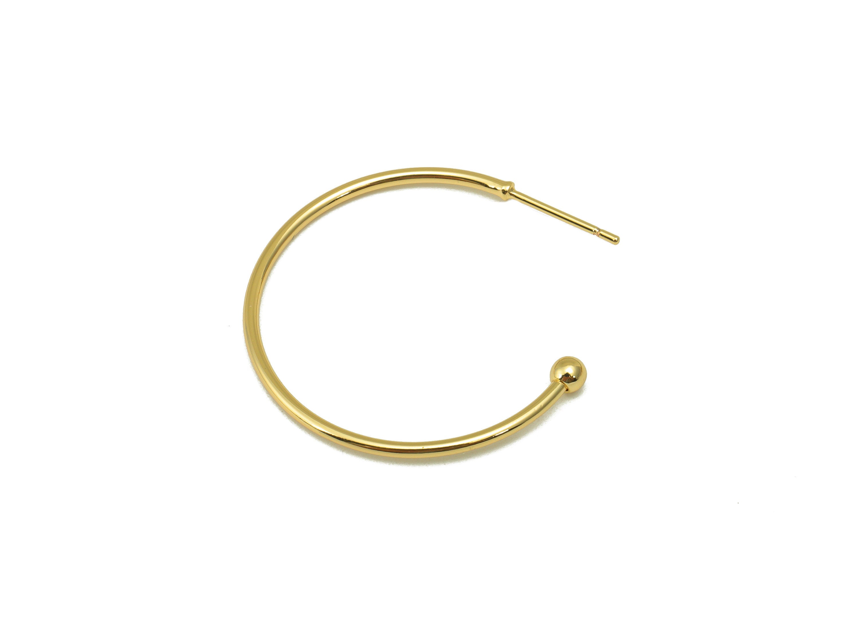 Brass Open Circle Earrings Stud - Brass Ring Earring Post - Open Hoop Earring Wire - 18K Real Gold Plated - 32.41x29.2x1.38mm- RGP6342 - DOMEDBAZAAR