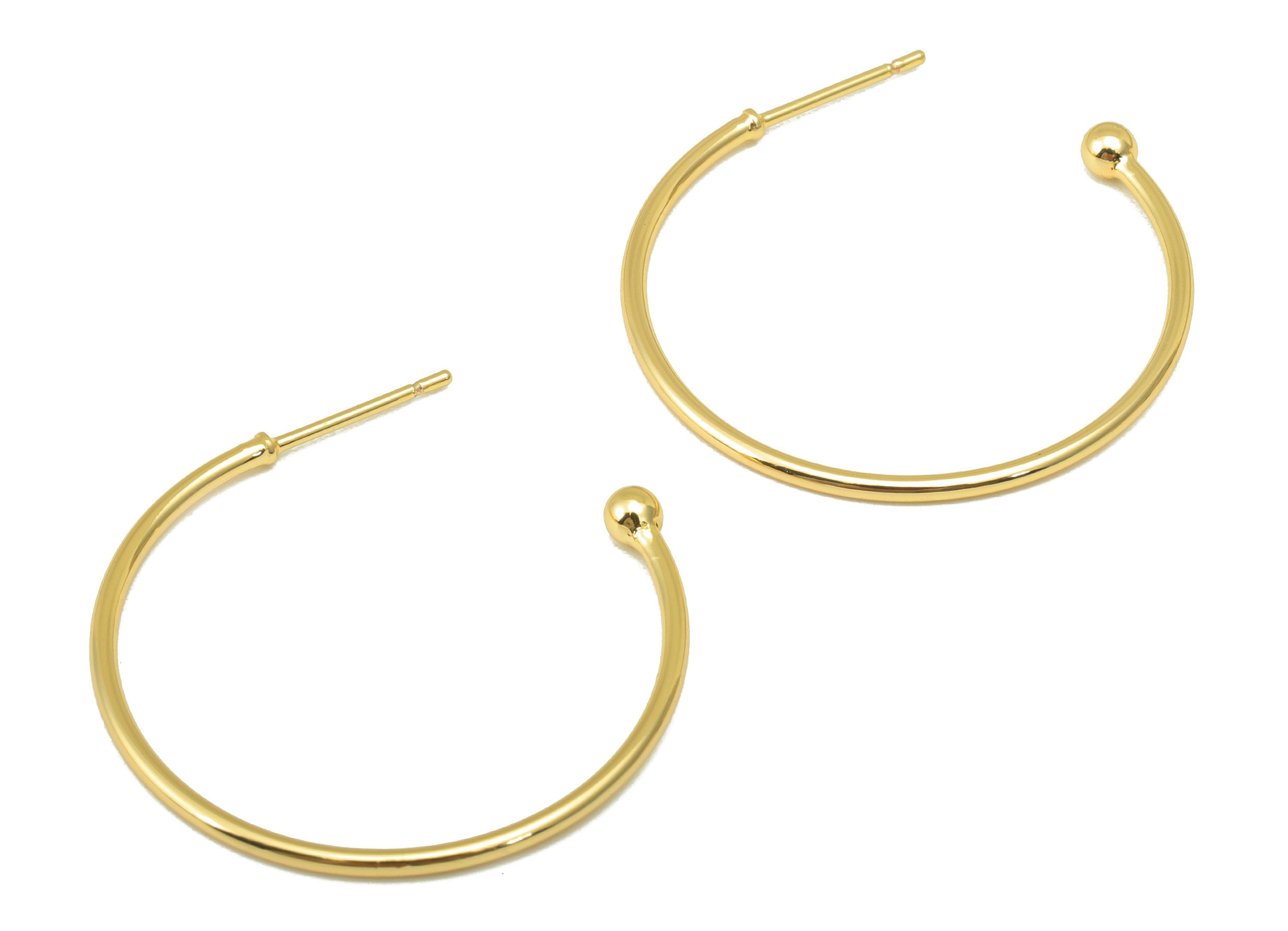 Brass Open Circle Earrings Stud - Brass Ring Earring Post - Open Hoop Earring Wire - 18K Real Gold Plated - 32.41x29.2x1.38mm- RGP6342 - DOMEDBAZAAR
