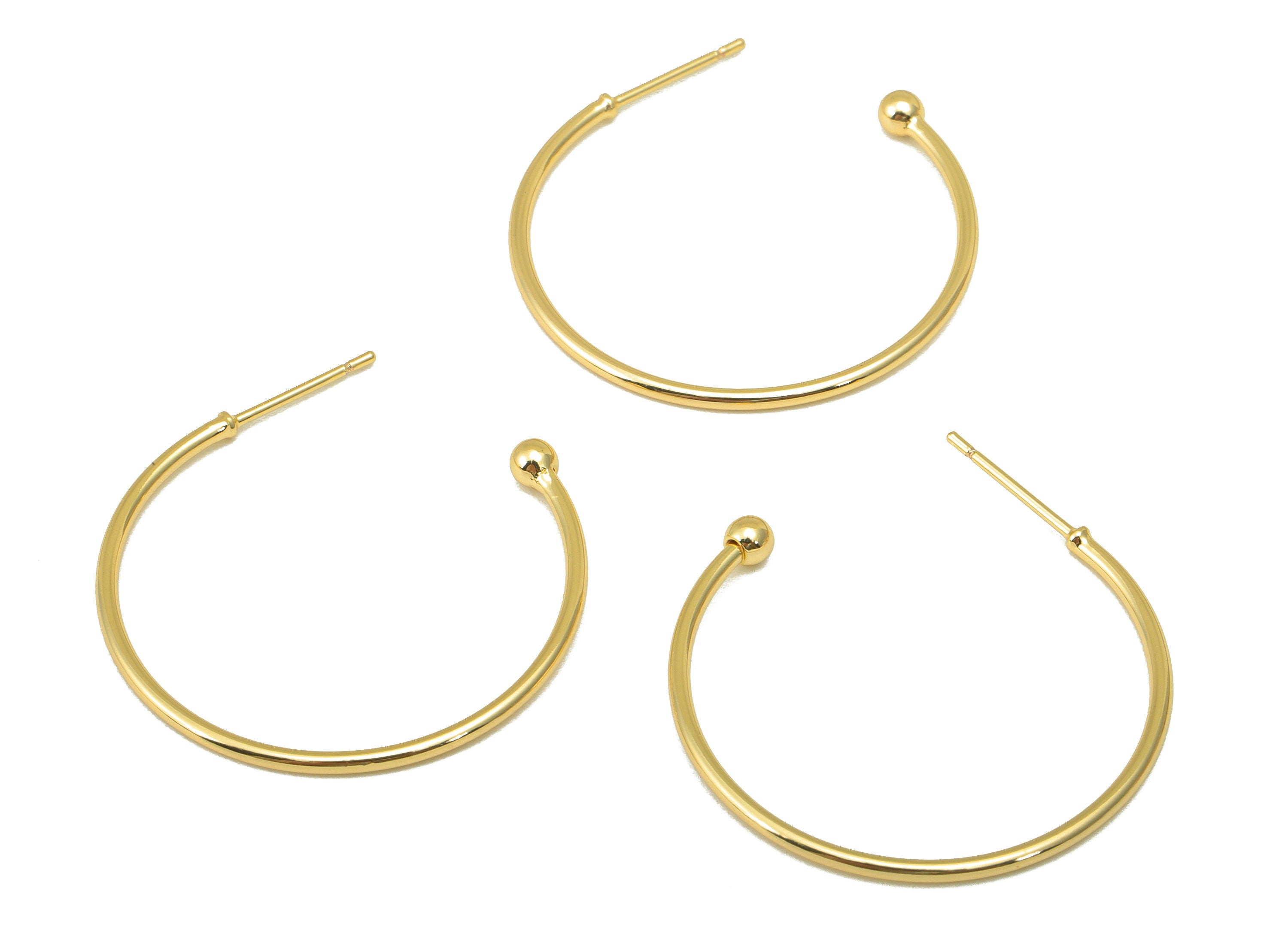 Brass Open Circle Earrings Stud - Brass Ring Earring Post - Open Hoop Earring Wire - 18K Real Gold Plated - 32.41x29.2x1.38mm- RGP6342 - DOMEDBAZAAR