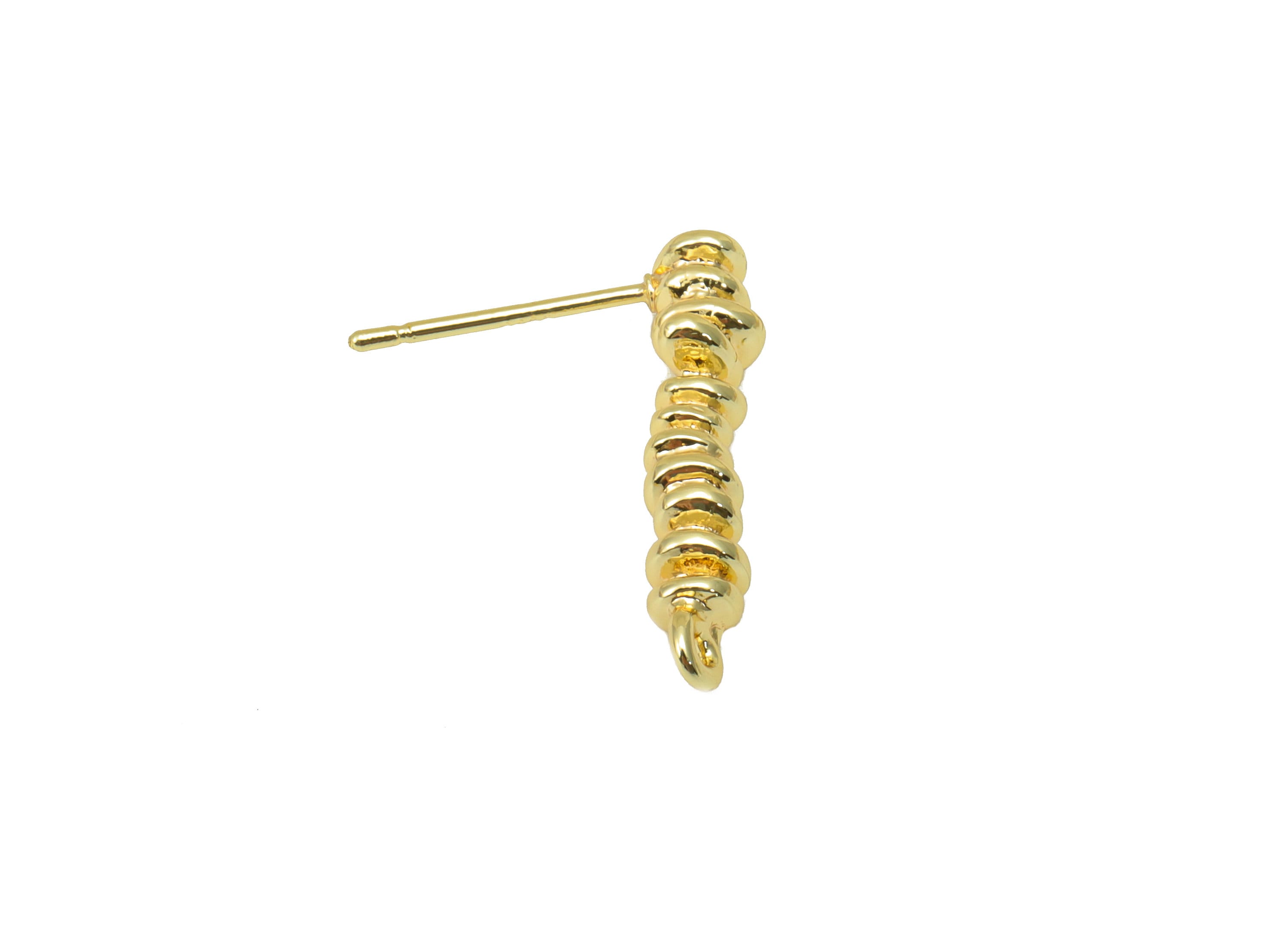 Brass Spiral Earrings Stud - Brass Spring Earring Post - Spiral Wire Earring Post with Loop - 18K Real Gold Plated -21x16x4mm- RGP6280 - DOMEDBAZAAR