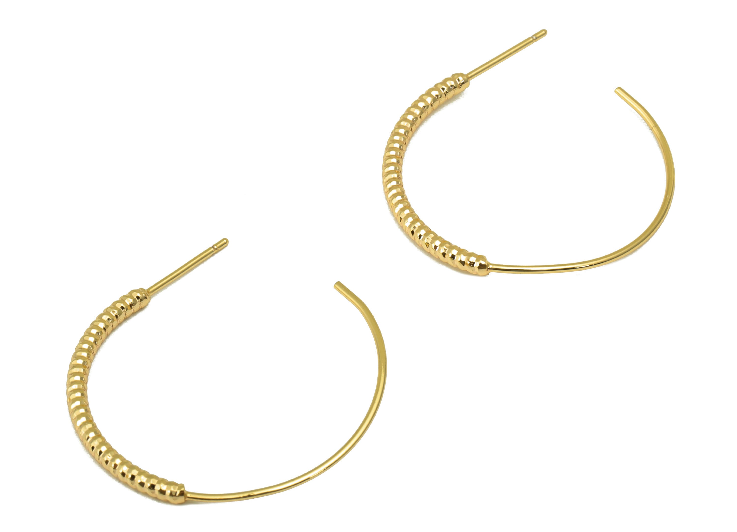 Brass Open Circle Earrings Stud - Brass Chain Earring Post - Open Hoop Earring Post - 18K Real Gold Plated - 29.9x32.66x1.98mm- RGP6207 - DOMEDBAZAAR