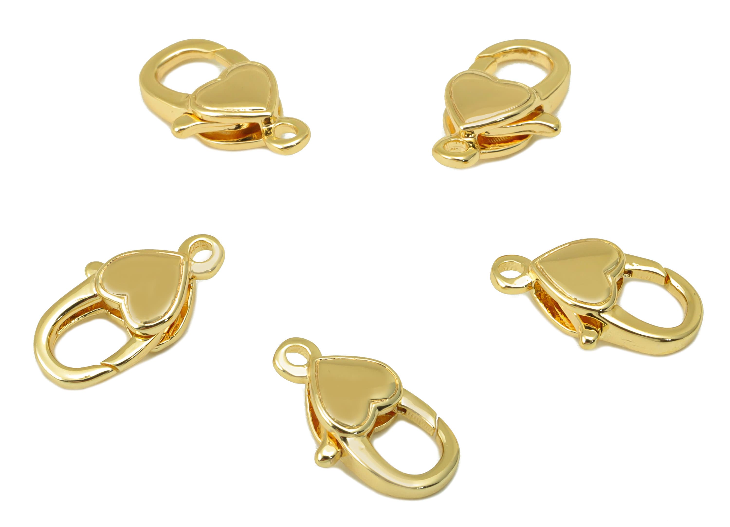 Brass Lobster Clasp - Brass Heart Clasp - Gold Mini Heart Clasp - For Necklace - For Bracelet- 18K Real Gold Plated - 12.95x7x3.6mm- RGP6385 - DOMEDBAZAAR