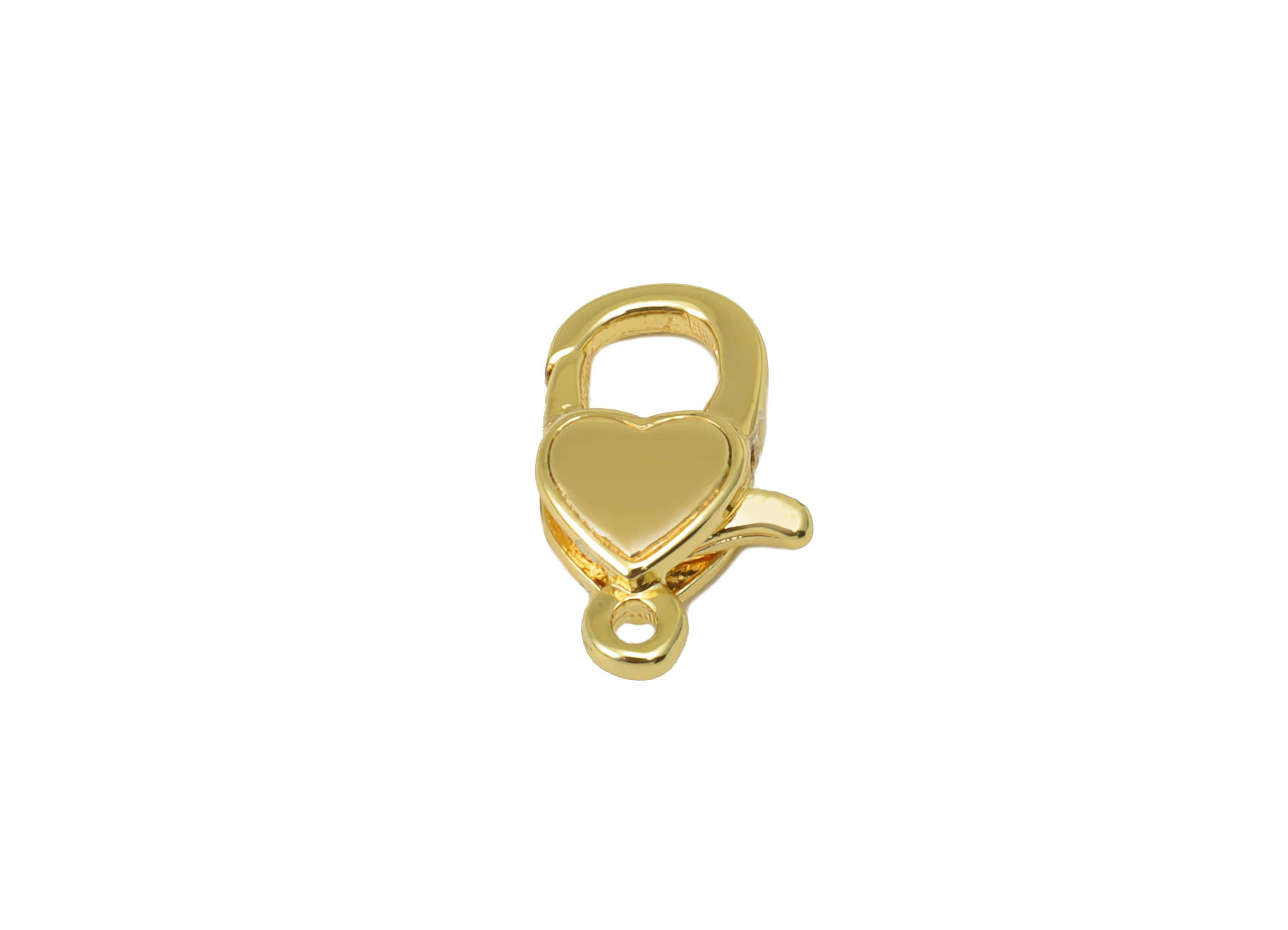 Brass Lobster Clasp - Brass Heart Clasp - Gold Mini Heart Clasp - For Necklace - For Bracelet- 18K Real Gold Plated - 12.95x7x3.6mm- RGP6385 - DOMEDBAZAAR