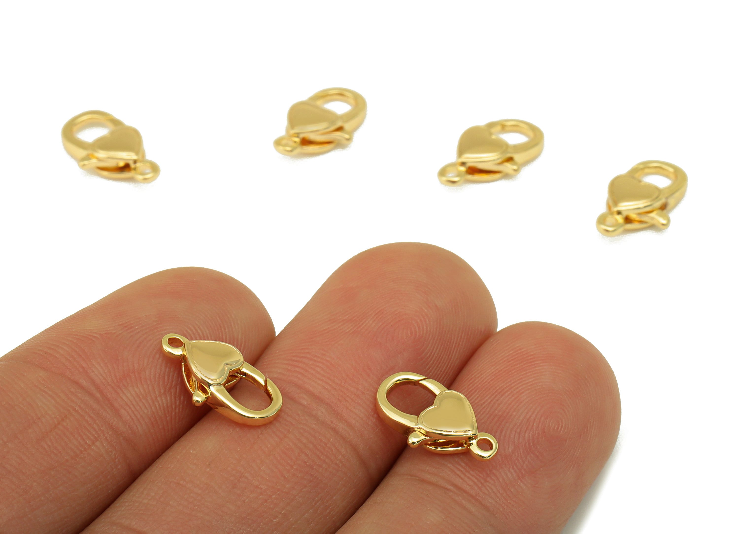 Brass Lobster Clasp - Brass Heart Clasp - Gold Mini Heart Clasp - For Necklace - For Bracelet- 18K Real Gold Plated - 12.95x7x3.6mm- RGP6385 - DOMEDBAZAAR