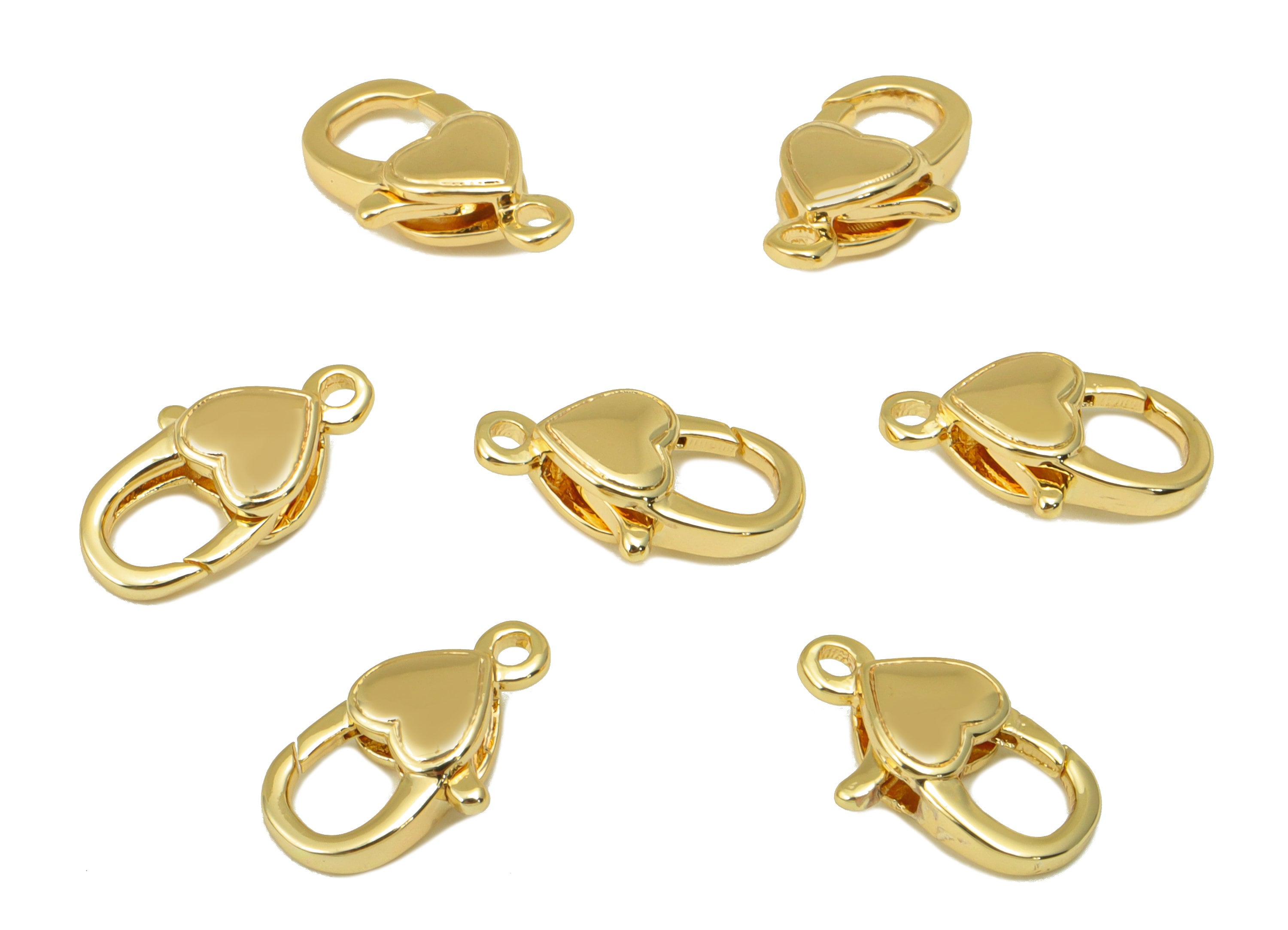 Brass Lobster Clasp - Brass Heart Clasp - Gold Mini Heart Clasp - For Necklace - For Bracelet- 18K Real Gold Plated - 12.95x7x3.6mm- RGP6385 - DOMEDBAZAAR