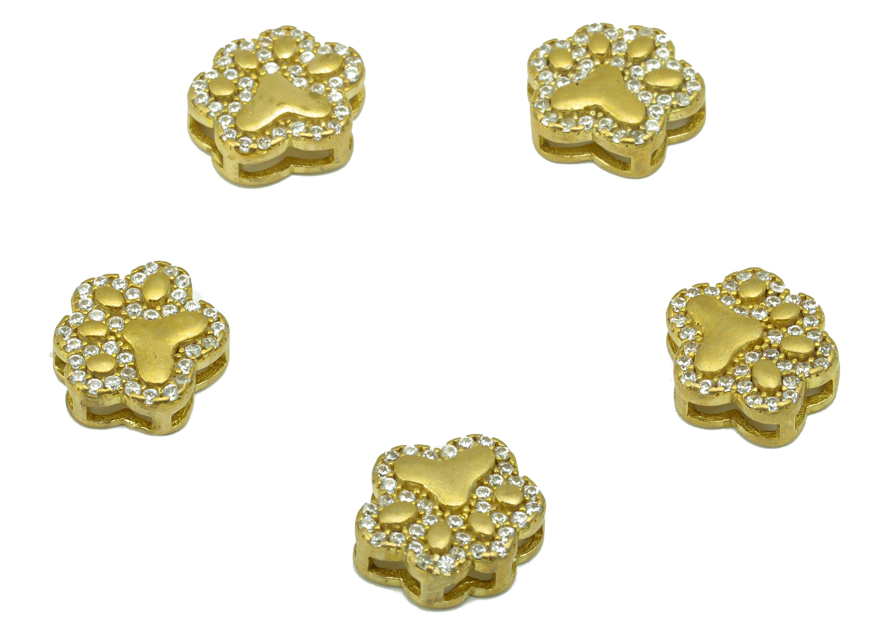 Brass Cat Paw Earring Charm -Raw Brass Animal Foot Charm -Cubic Zirconia Cat- Earring Charm  -9.5 x11x3.01mm--PP8435 - DOMEDBAZAAR