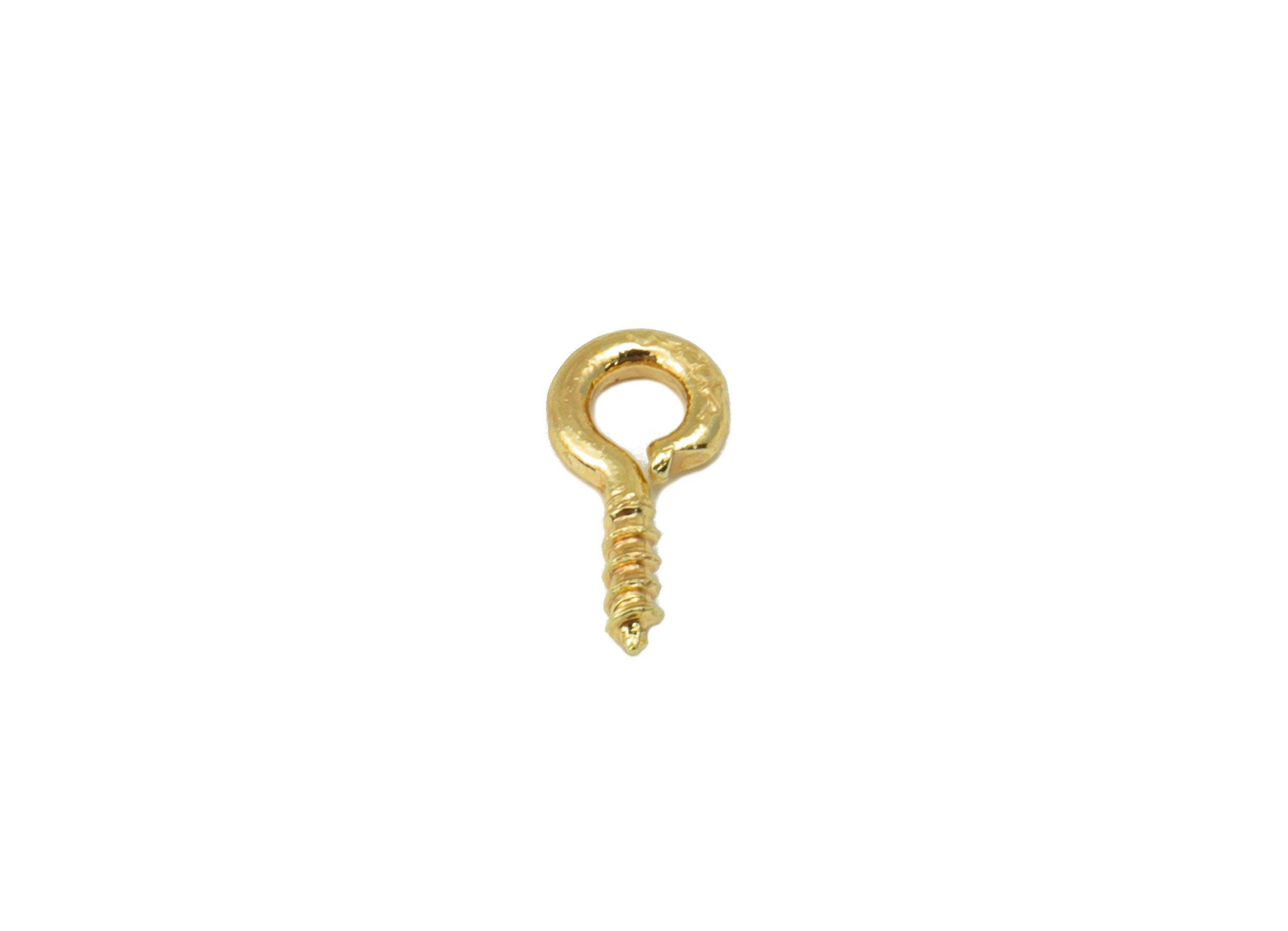 Brass Screw Eye Bails - Brass Eye Screw Charm -Mini Eye Pin Hook Charm -Jewelry Supplies - 18k Real Gold Plated - 7.9x3.88x 1.02mm - RGP6334 - DOMEDBAZAAR