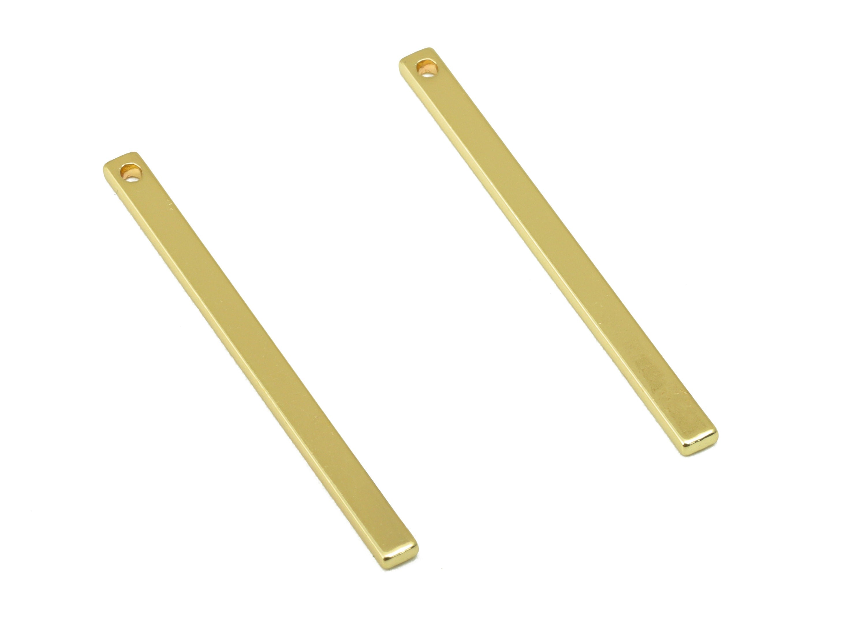 Brass Strip Charm - Gold Long Bar Earring Charm - Brass Strip Earring Charm -Earring Findings - 18k Real Gold Plated - 31.1 x2x 1mm- RGP6437 - DOMEDBAZAAR