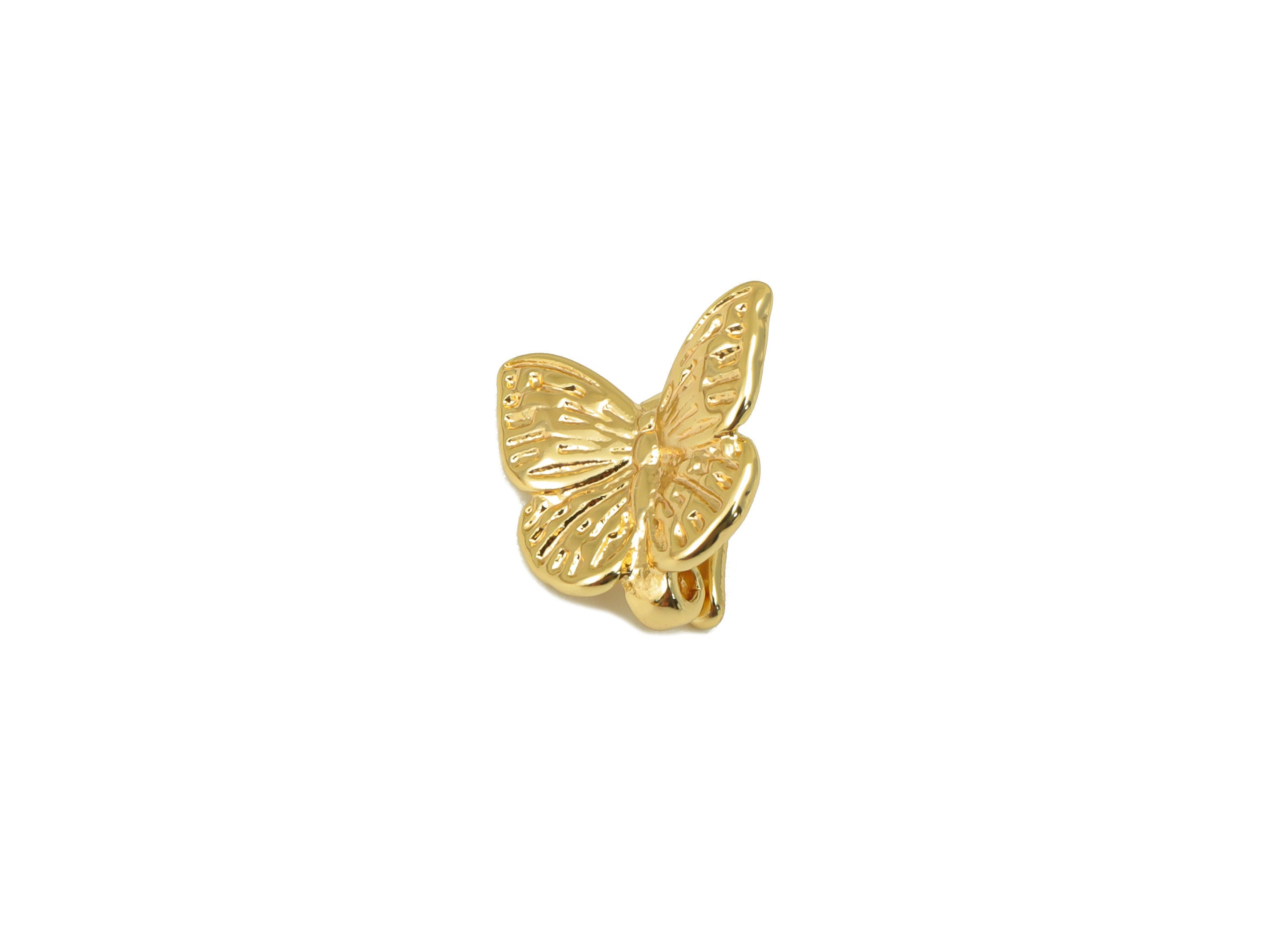 Brass Butterfly Clasp - Gold Butterfly Clasp With Loop - Brass Animal Clasp With Hook - 18k Real Gold Plated -11.98x12.62x 1.05mm- RGP6448 - DOMEDBAZAAR