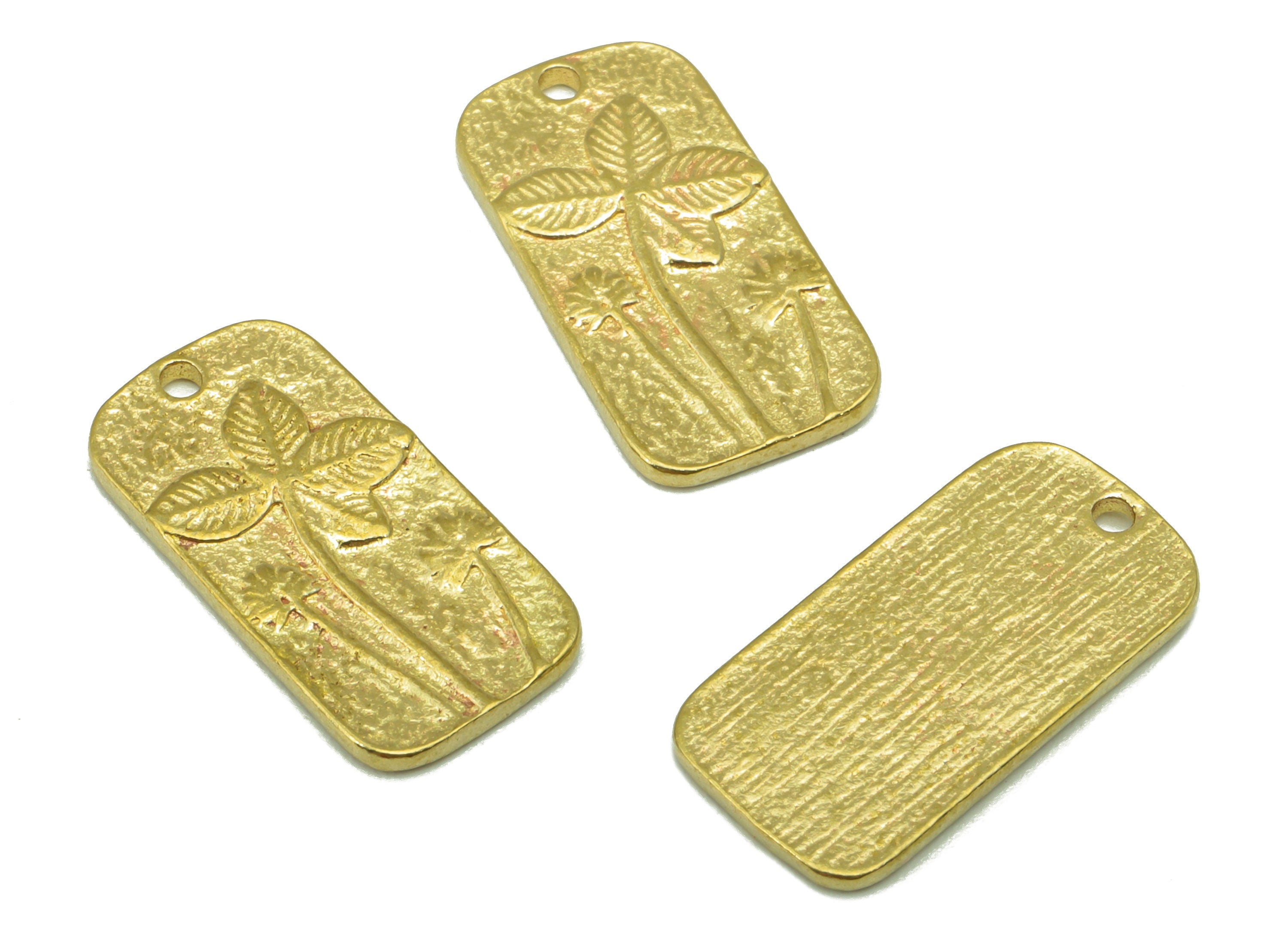 Brass Oval Rectangle-Raw Brass Hammered -Botanical Charm-Coconut Tree Pendant-Earring Charm-Jewelry Supplies - 18 x 9x 1.31mm-PP8406 - DOMEDBAZAAR