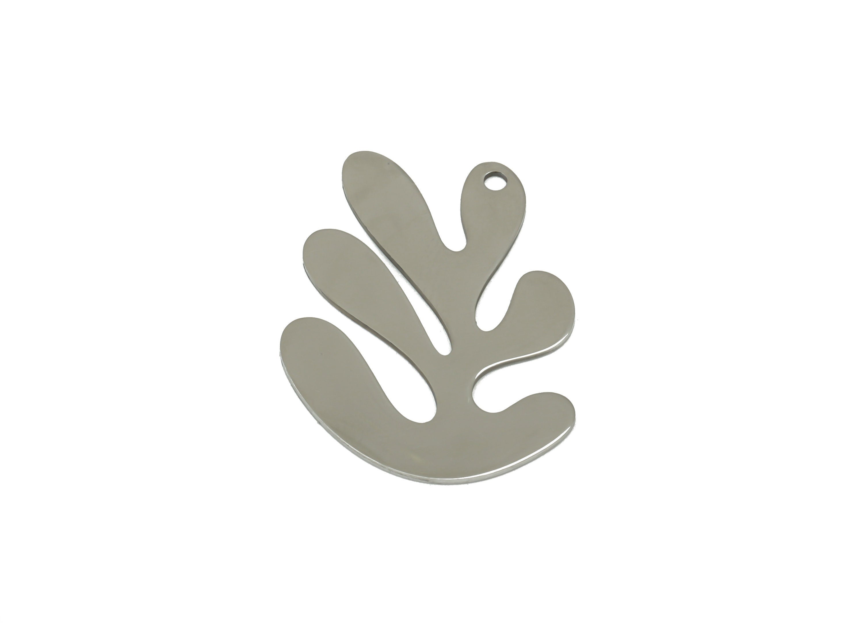 Stainless Steel Leaf Earring Charm - Steel Pendant - Stainless Steel Botanical Charm - Steel Leaf Charm - 25.34 x 18.65 x 0.6mm- SS1417 - DOMEDBAZAAR