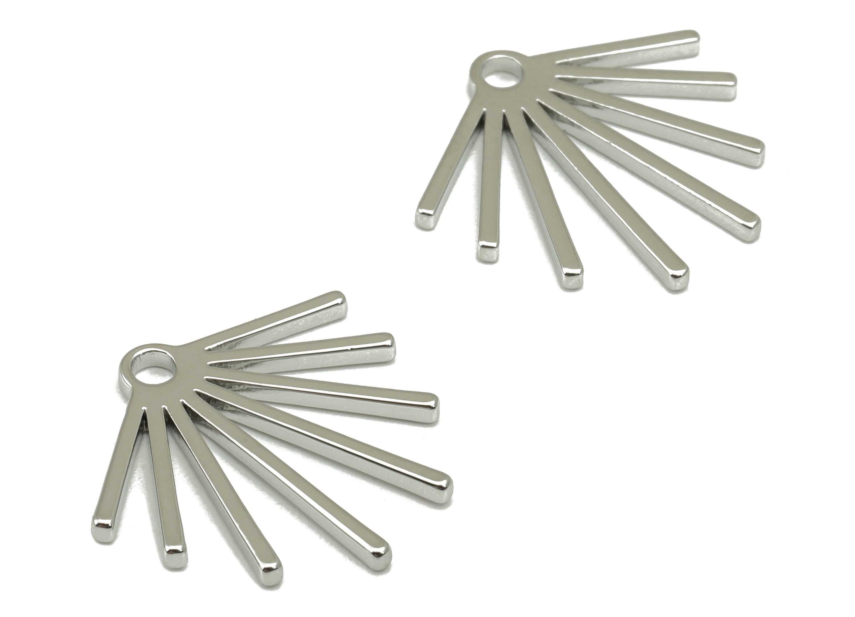 Brass Fringe Earring Charms - Brass Fringe Pendant - Earring Findings - Making Supplies - 18K Real White Gold Plated -16x17x1mm- RGP6687S - DOMEDBAZAAR