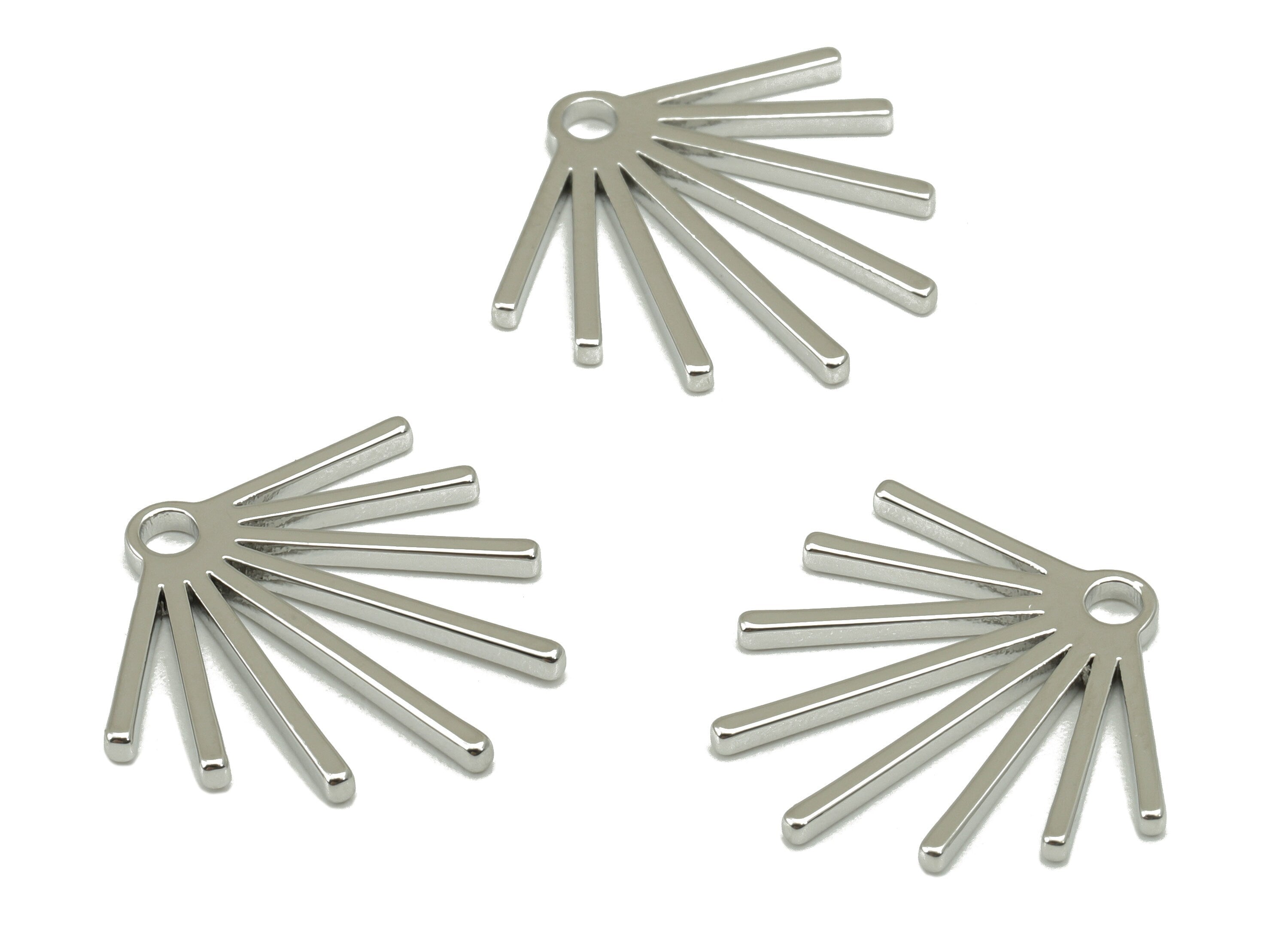 Brass Fringe Earring Charms - Brass Fringe Pendant - Earring Findings - Making Supplies - 18K Real White Gold Plated -16x17x1mm- RGP6687S - DOMEDBAZAAR