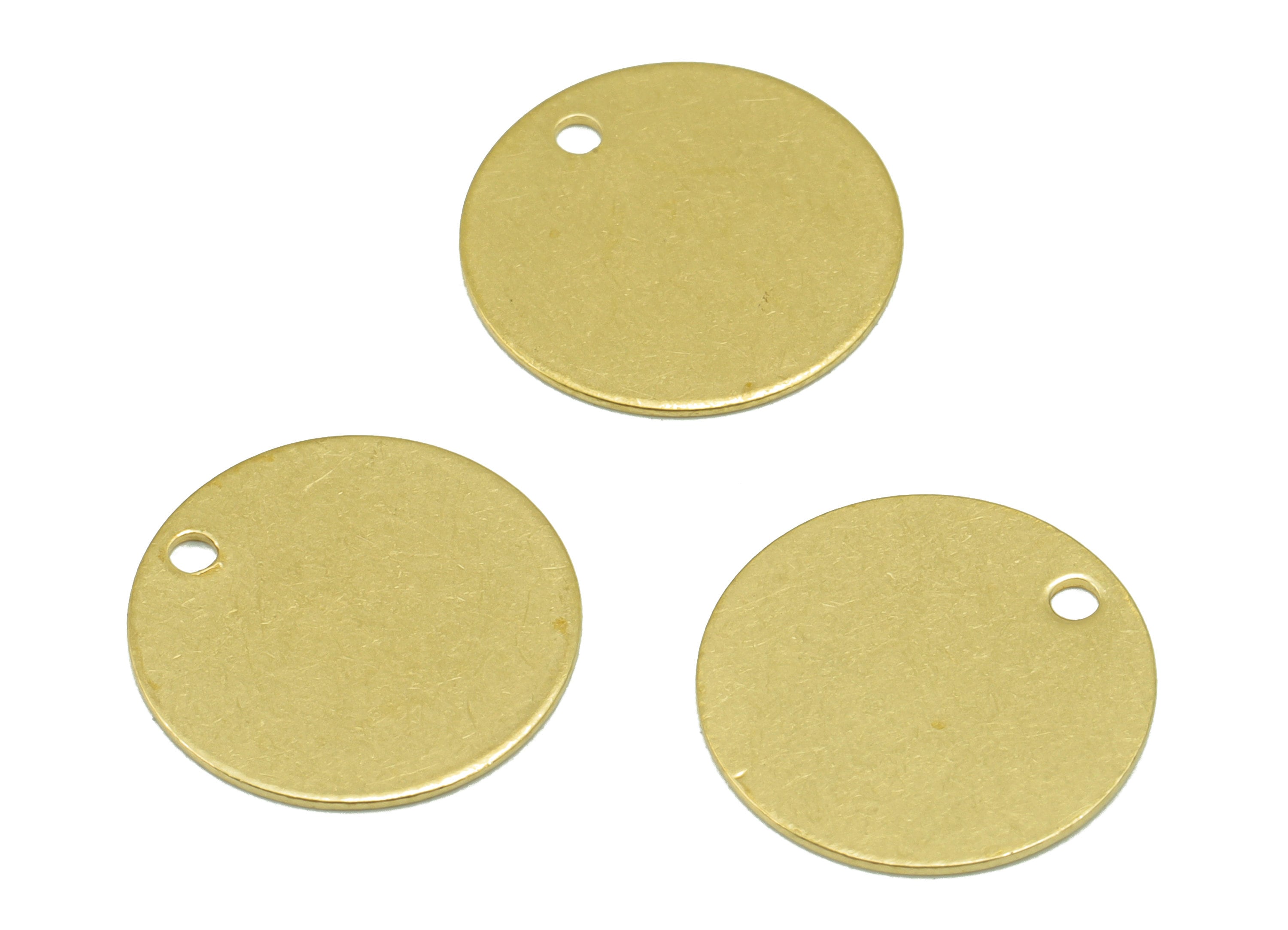 Brass Round Charm - Raw Brass Circle Pendant - Stamping Blank Earring Charm - For Necklace -For Bracelet -14.04x14 x 0.5mm- PP8593 - DOMEDBAZAAR