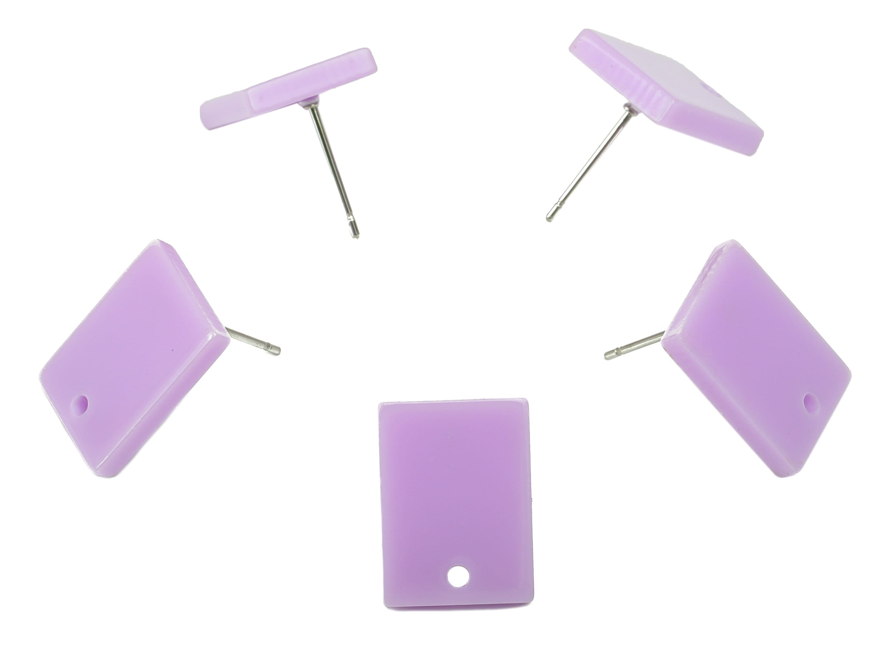 Acrylic Rectangle Earring Stud - Purple Earring Post - Surgical Stud - Jewelry Supplies - Color Code: A914- 15.66x11.8x3mm - AC1663-A914 - DOMEDBAZAAR