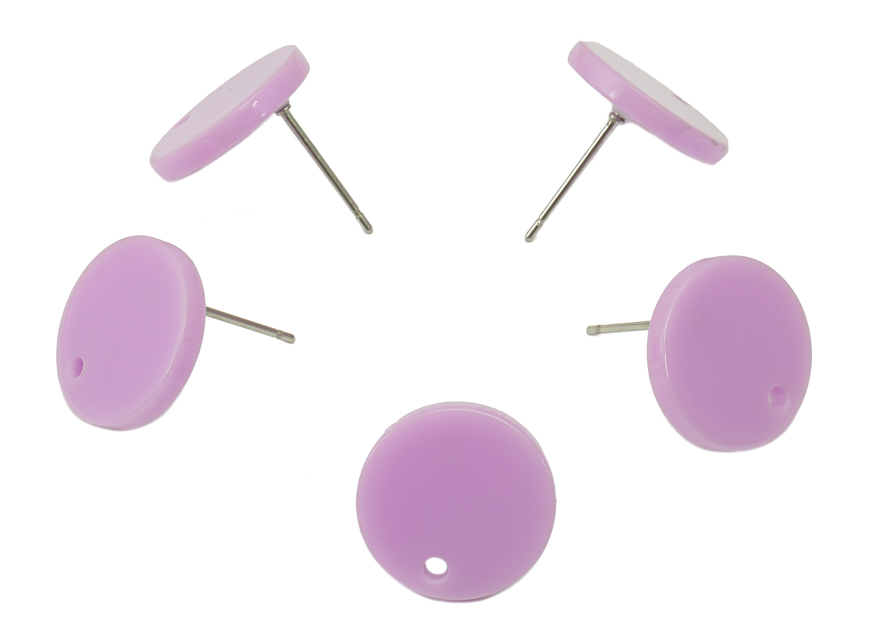 Acrylic Round Earring Stud - Purple Acrylic Round Earrings Post - 316 Stainless Steel Stud- Color Code: A695 - 15x15.04x2.5mm - AC1385-A695 - DOMEDBAZAAR