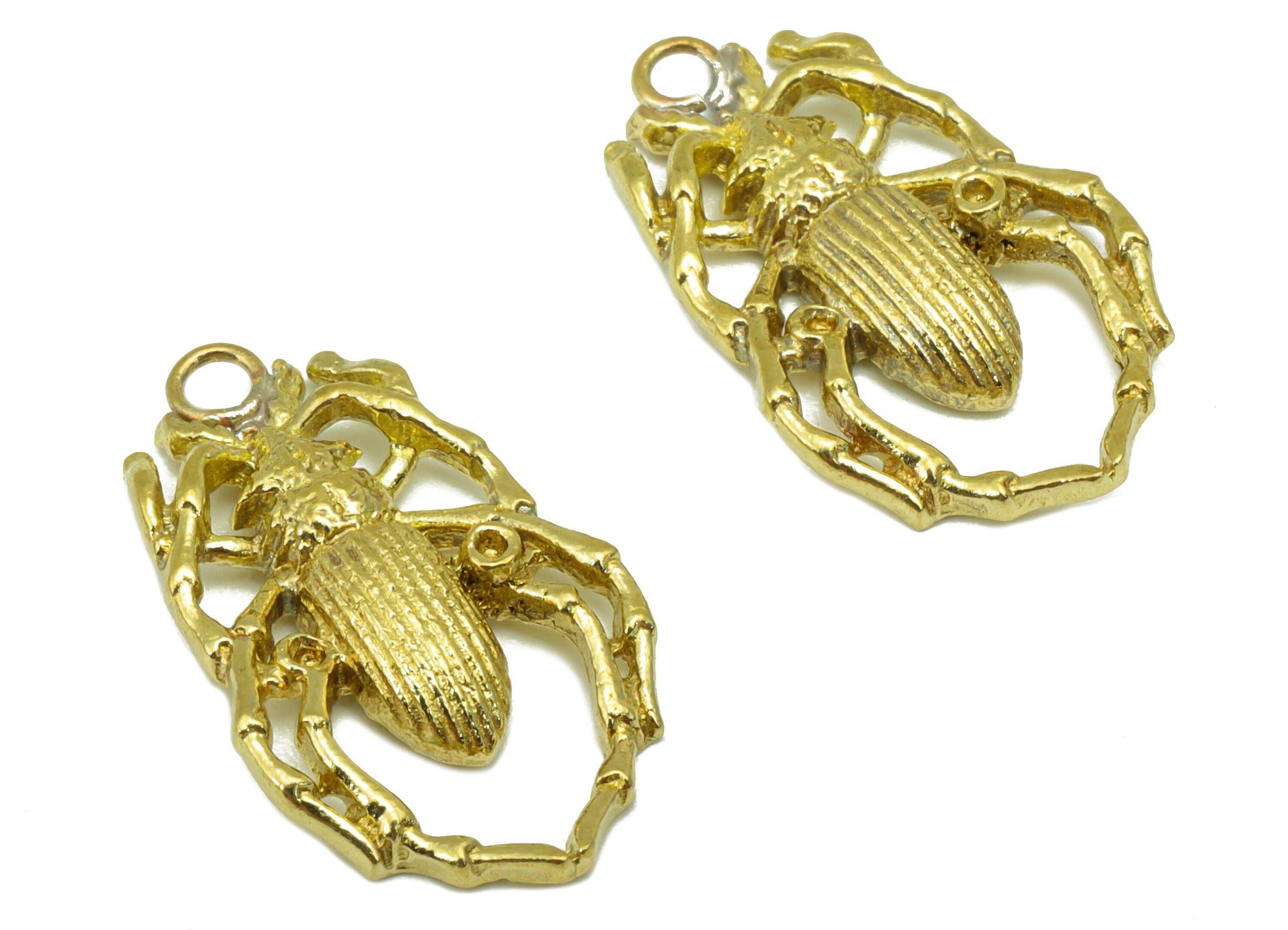 Brass Spider Earring Charm- Raw Brass Insect Charm -Animal Pendant - For Earring - Jewelry supplies-13x11x2.37mm-PP8407 - DOMEDBAZAAR