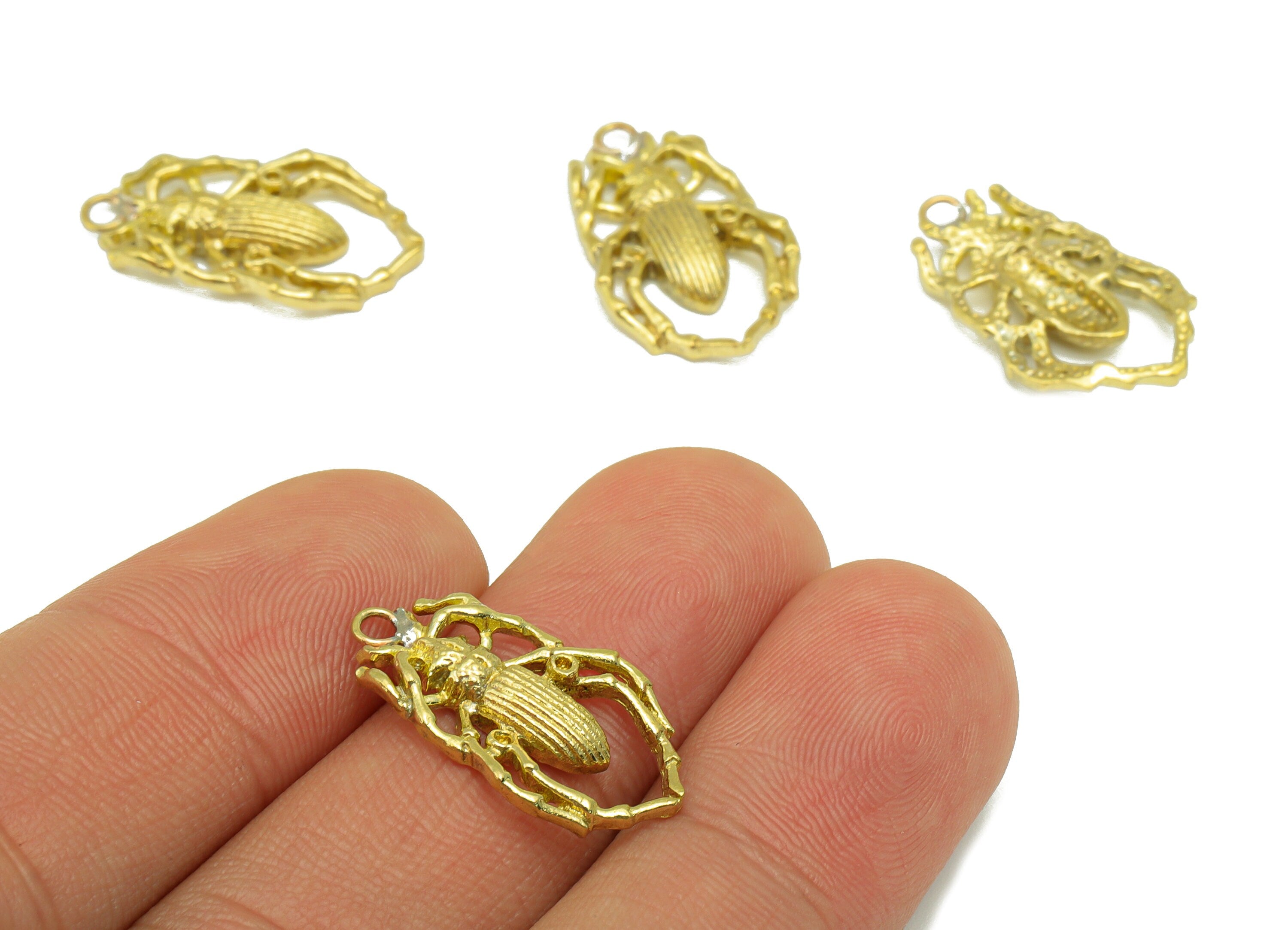 Brass Spider Earring Charm- Raw Brass Insect Charm -Animal Pendant - For Earring - Jewelry supplies-13x11x2.37mm-PP8407 - DOMEDBAZAAR