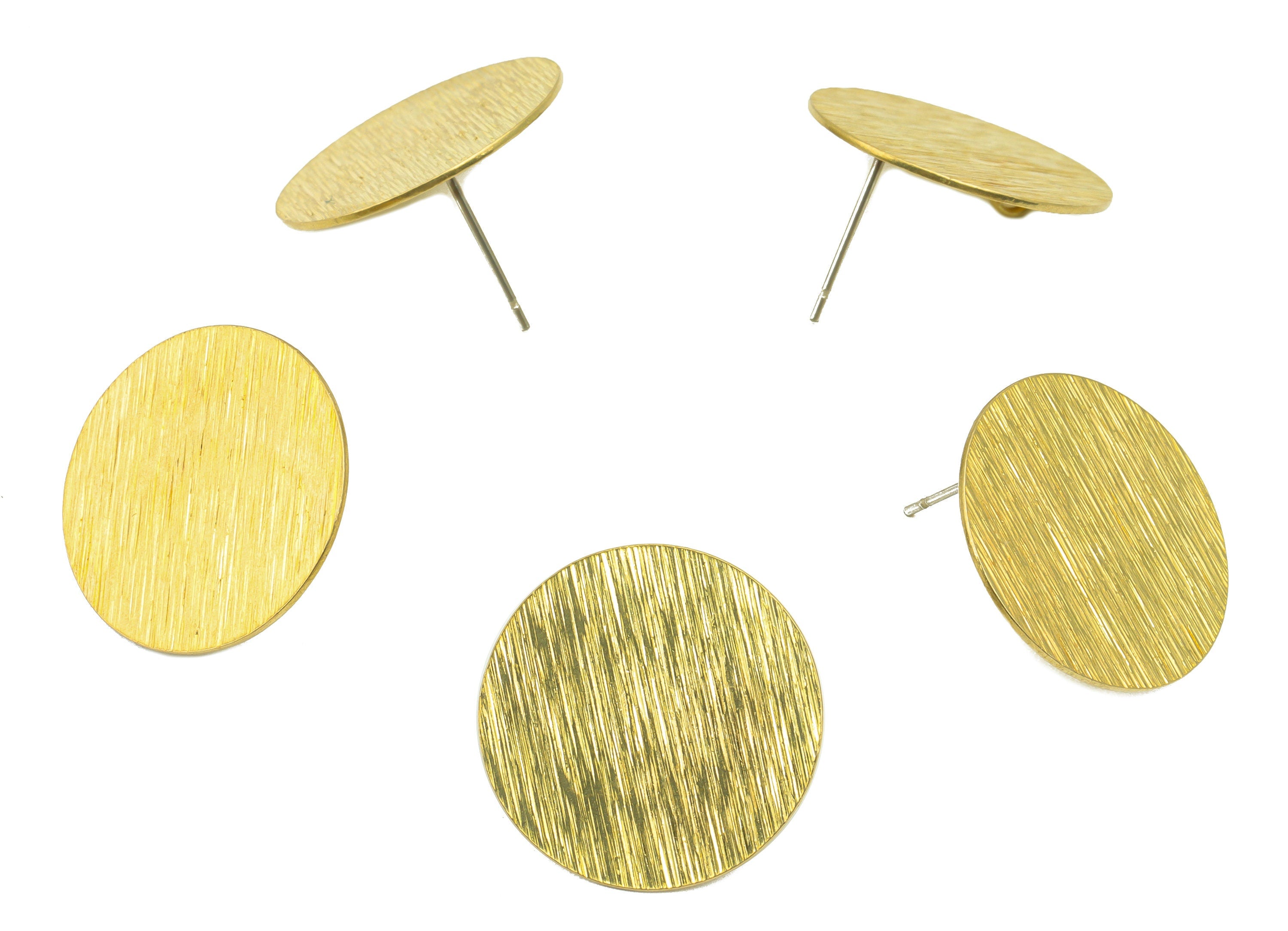 Brass Round Charm - Raw Brass Circle Pendant - Textured Earring Charm with Loop - For Necklace -For Bracelet -21x20x4.36mm- PP8595ST - DOMEDBAZAAR
