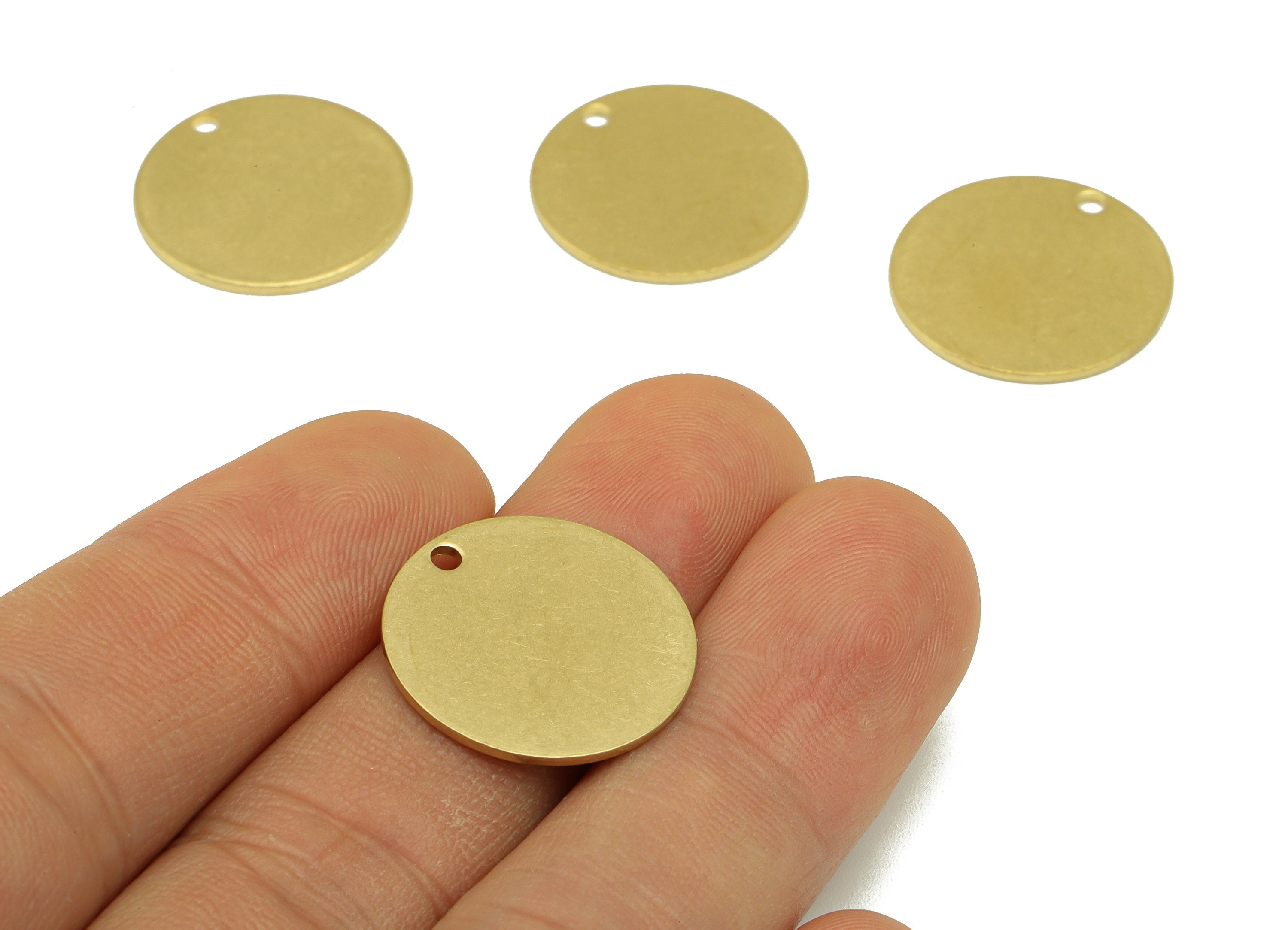 Brass Round Earring Charm - Raw Brass Circle Pendant - Stamping Blank Earring Charm - For Necklace -For Bracelet -20x20.4x0.98mm- PP8597 - DOMEDBAZAAR