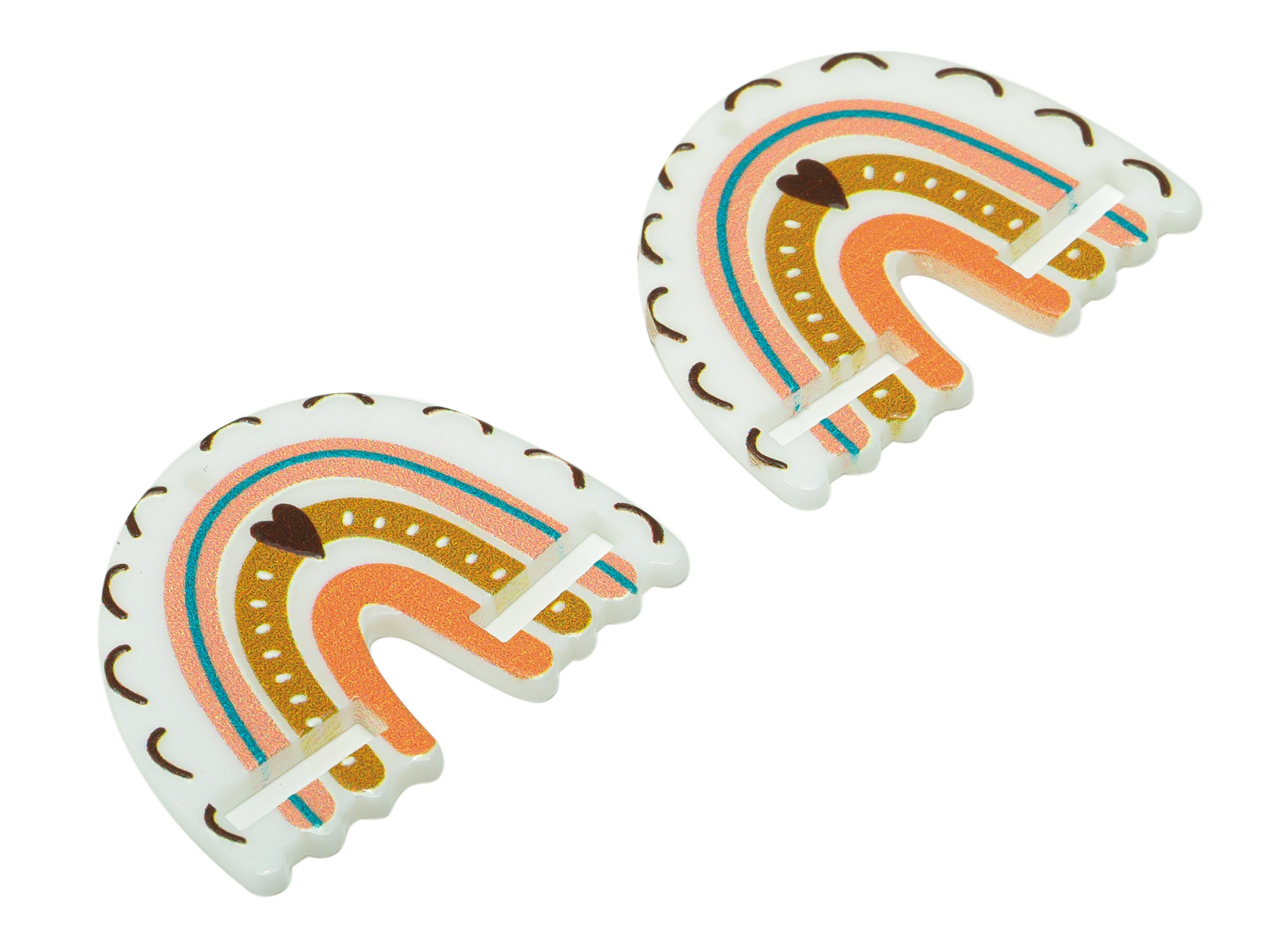 Rainbow Macrame Acrylic Charm - Acrylic Rainbow Earring Charm - Earring Finding - Jewelry Making Supplies - 29.69x 37.6 x 2.48mmmm - AC2588B - DOMEDBAZAAR