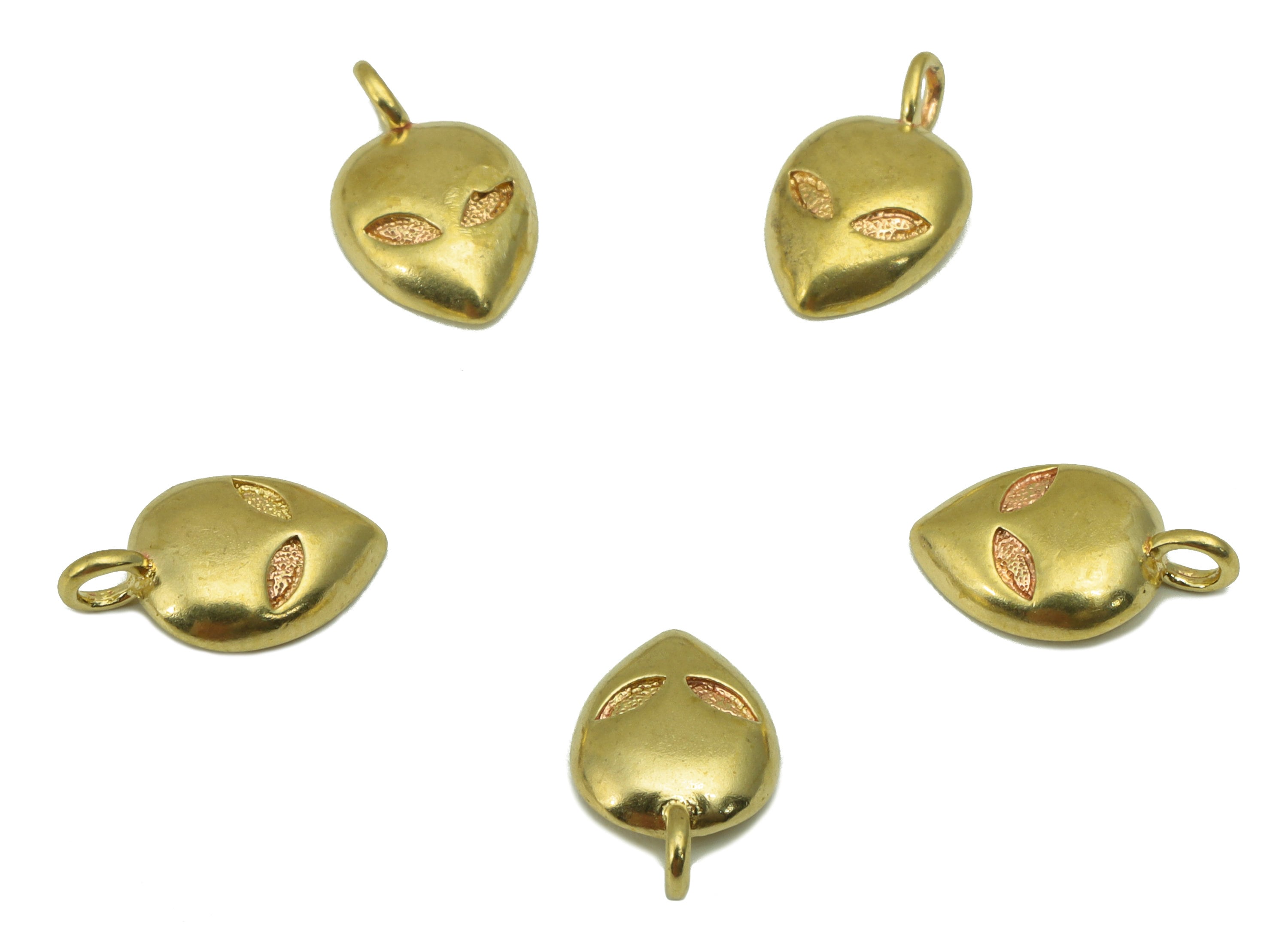 Brass Grimace Charm - Raw Brass Mini Alien Earring Charm - Alien Pendant  - For Earring Making -For Necklace -11 x7 x1.91mm-PP8440 - DOMEDBAZAAR