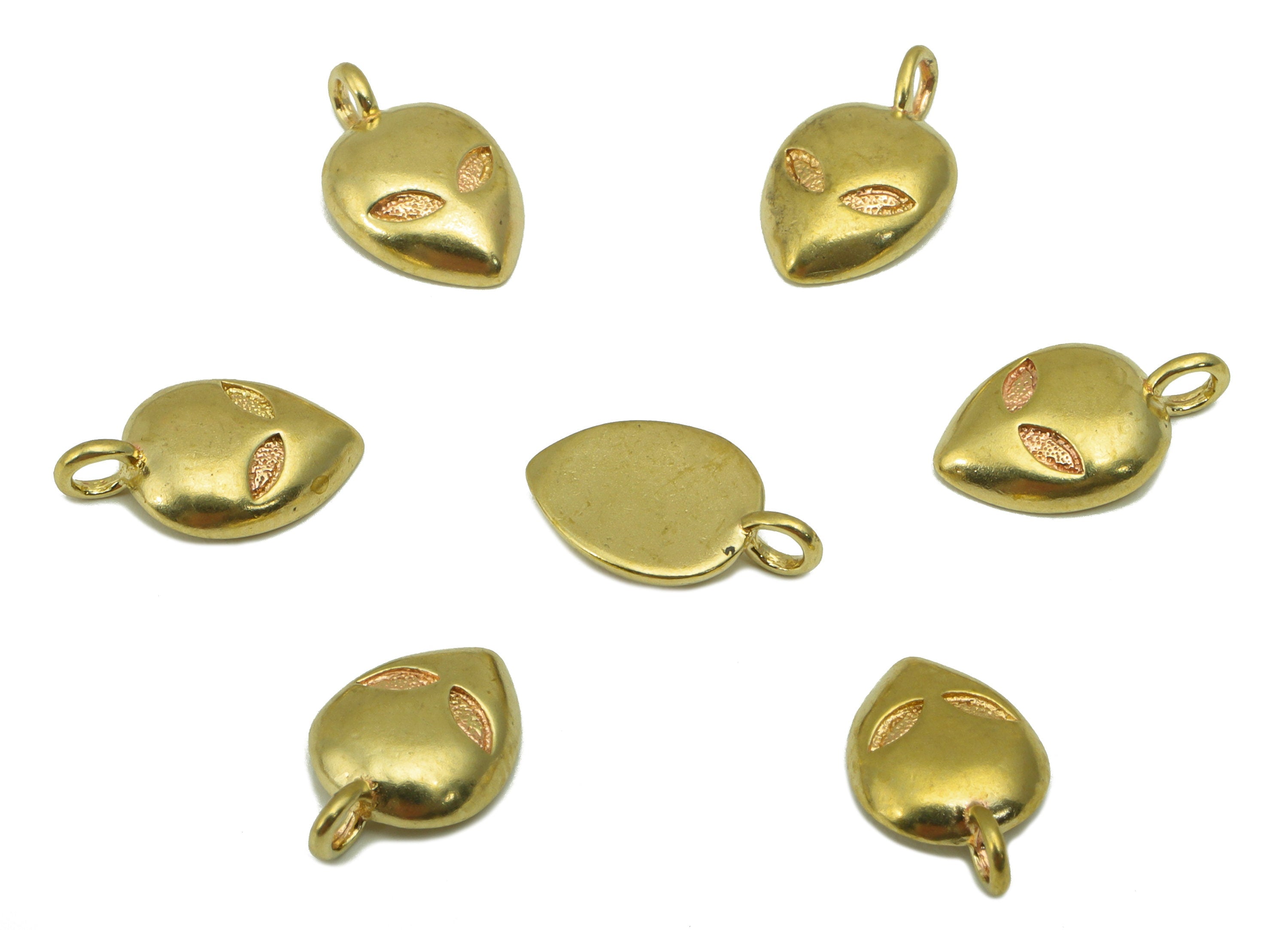 Brass Grimace Charm - Raw Brass Mini Alien Earring Charm - Alien Pendant  - For Earring Making -For Necklace -11 x7 x1.91mm-PP8440 - DOMEDBAZAAR