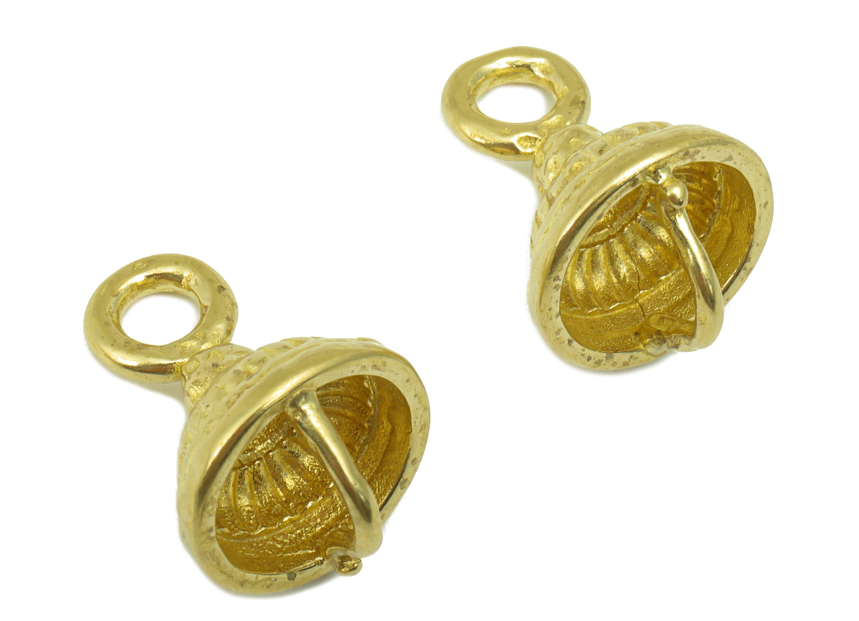 Brass Bell Earring Charm - Raw Brass Clock Ring Charm For Pendant - Cubic Bell - Jewelry Making - 24 x15x1.55mm-PP8429 - DOMEDBAZAAR