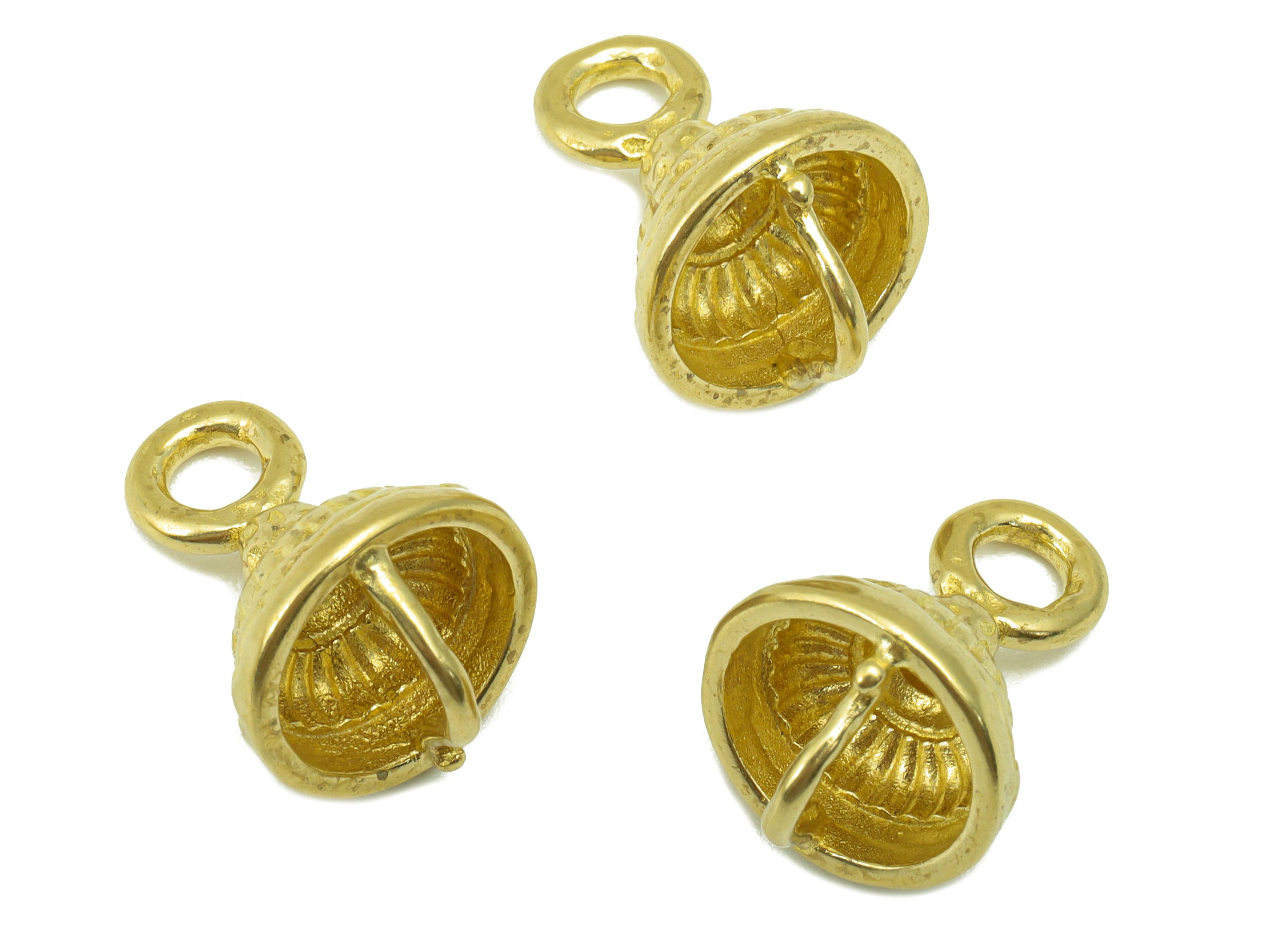 Brass Bell Earring Charm - Raw Brass Clock Ring Charm For Pendant - Cubic Bell - Jewelry Making - 24 x15x1.55mm-PP8429 - DOMEDBAZAAR