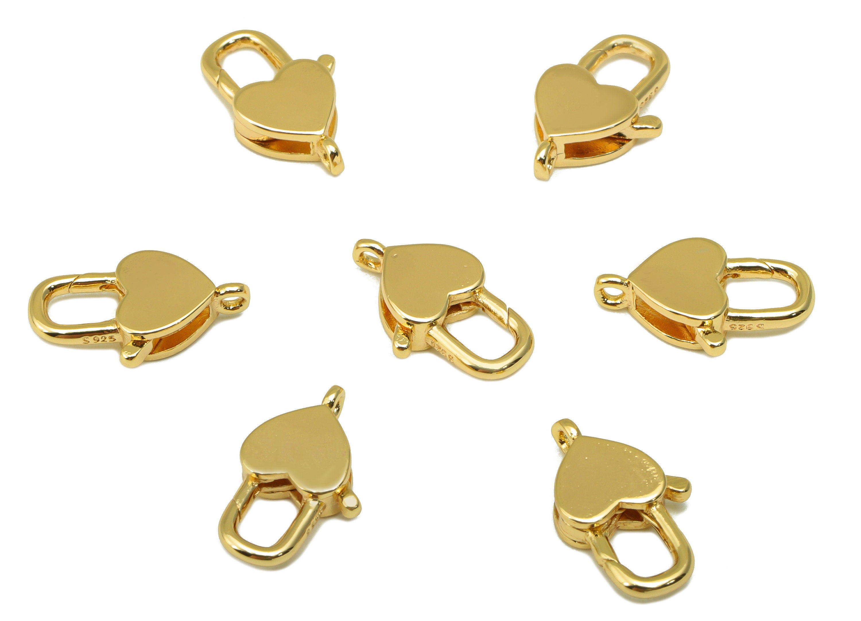 Brass Lobster Clasp - Brass Heart Clasp - Mini Heart Clasp - For Necklace - For Bracelet - jewelry supplies- 13.23 x 8.18 x 3.05mm - PP8541 - DOMEDBAZAAR