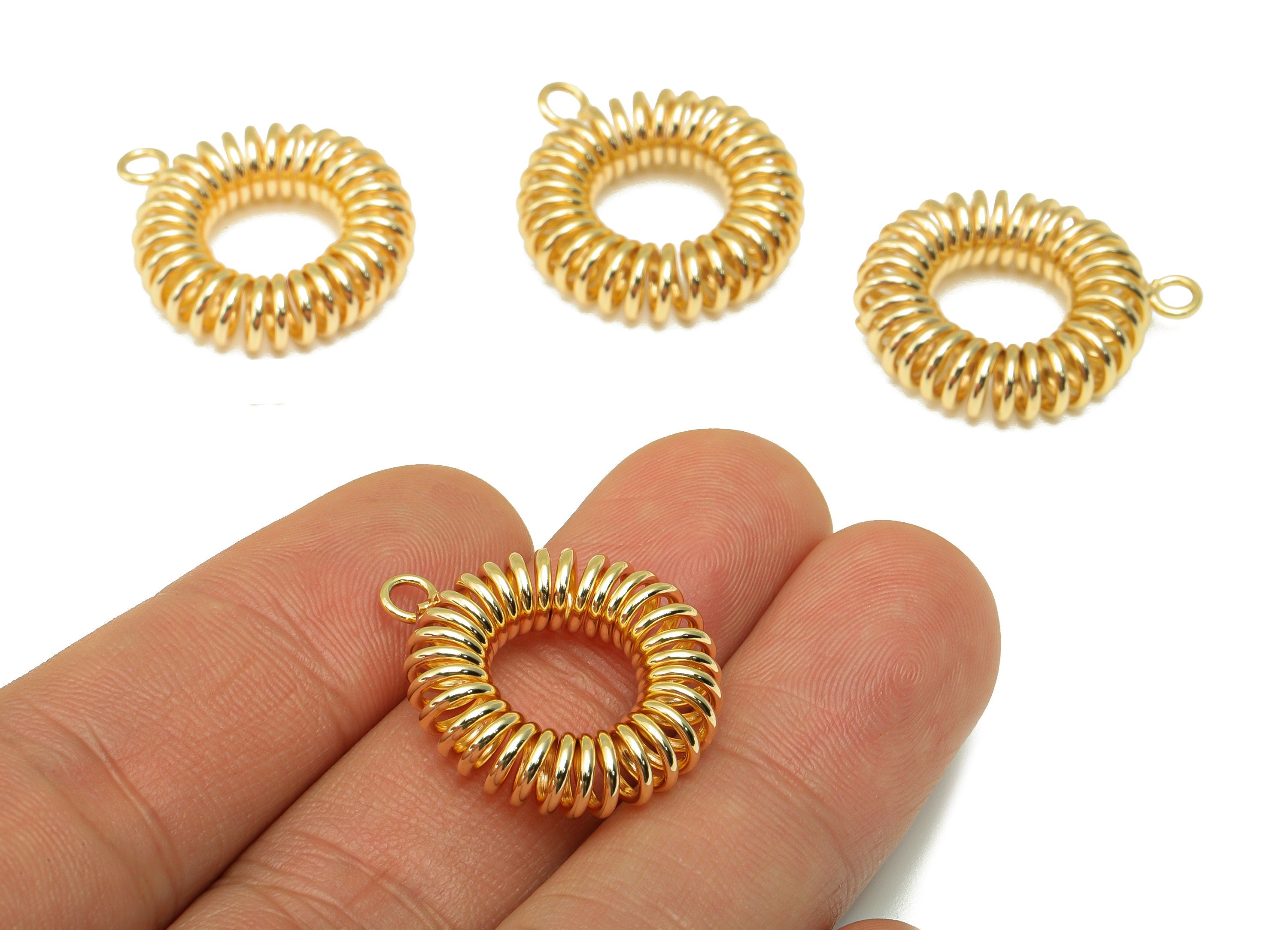 Brass Spiral Coil Pendant - Brass Coil Binding Charm -Coil Binding Pendant - Earring charm - 18K Real Gold Plated -26x 21.5x5.94mm - RGP6503 - DOMEDBAZAAR