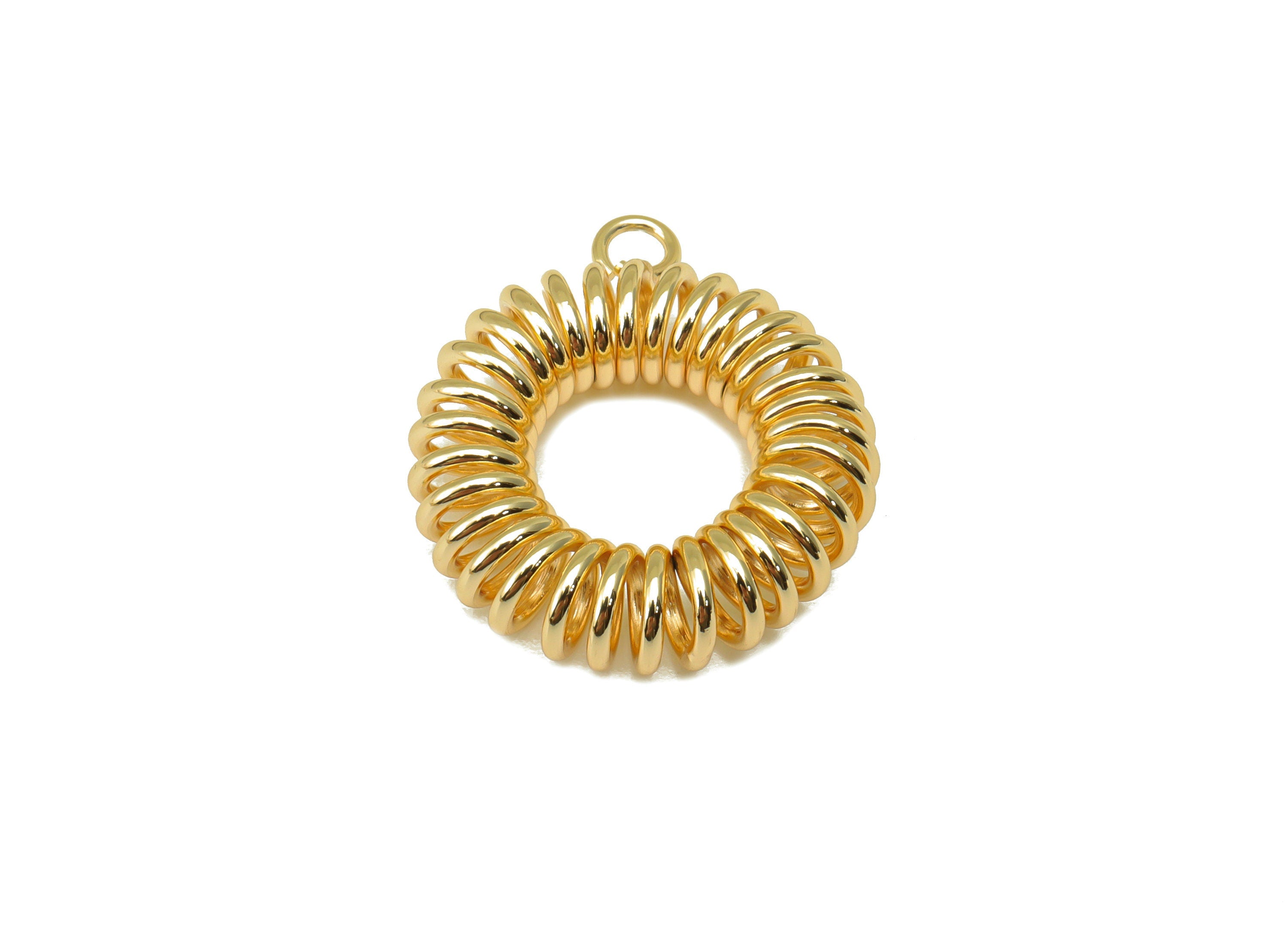 Brass Spiral Coil Pendant - Brass Coil Binding Charm -Coil Binding Pendant - Earring charm - 18K Real Gold Plated -26x 21.5x5.94mm - RGP6503 - DOMEDBAZAAR