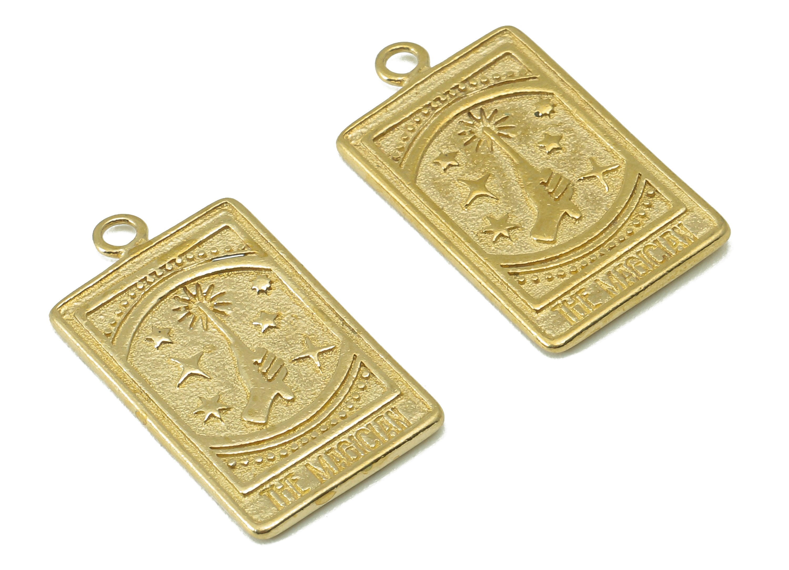Brass Rectangle Earrings Charm -Raw Brass Magic starry sky Pendant-Magician Charm - For Necklace -Jewelry supplies -23 x13 x 1.38mm- PP8320 - DOMEDBAZAAR